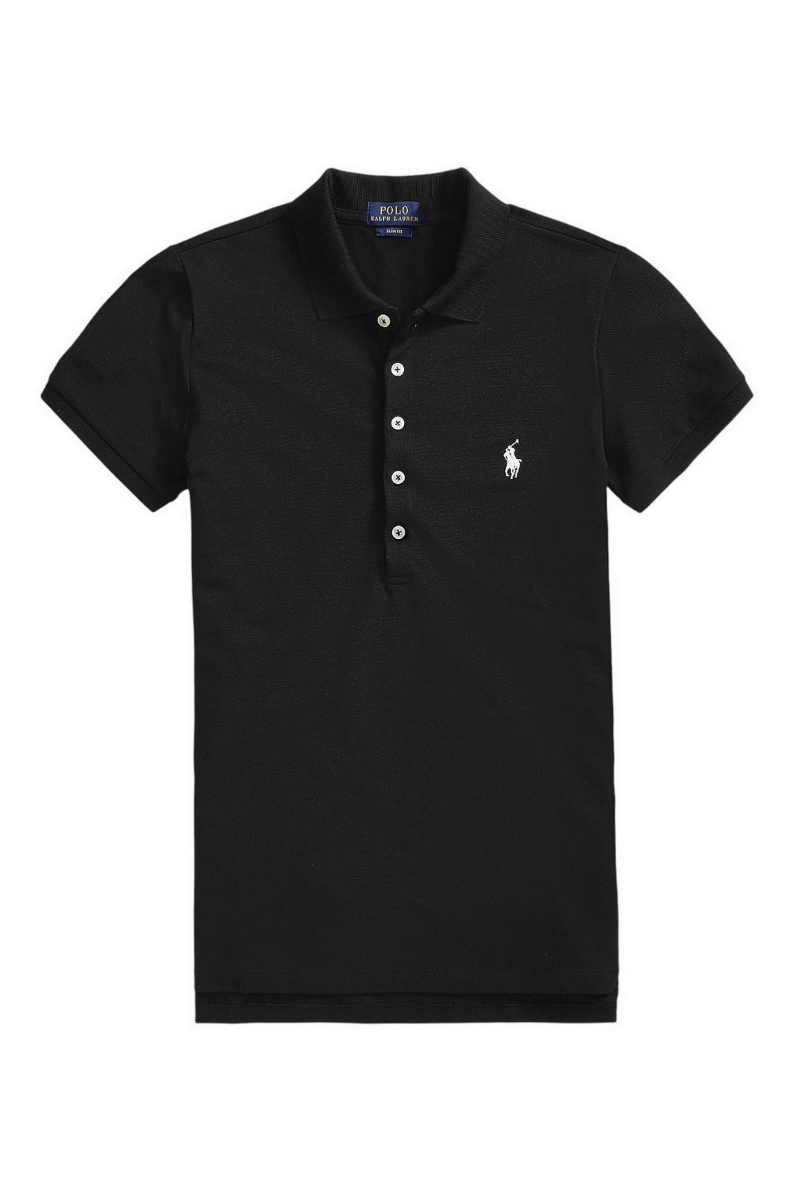 polo donna con abbottonatura lunga nero