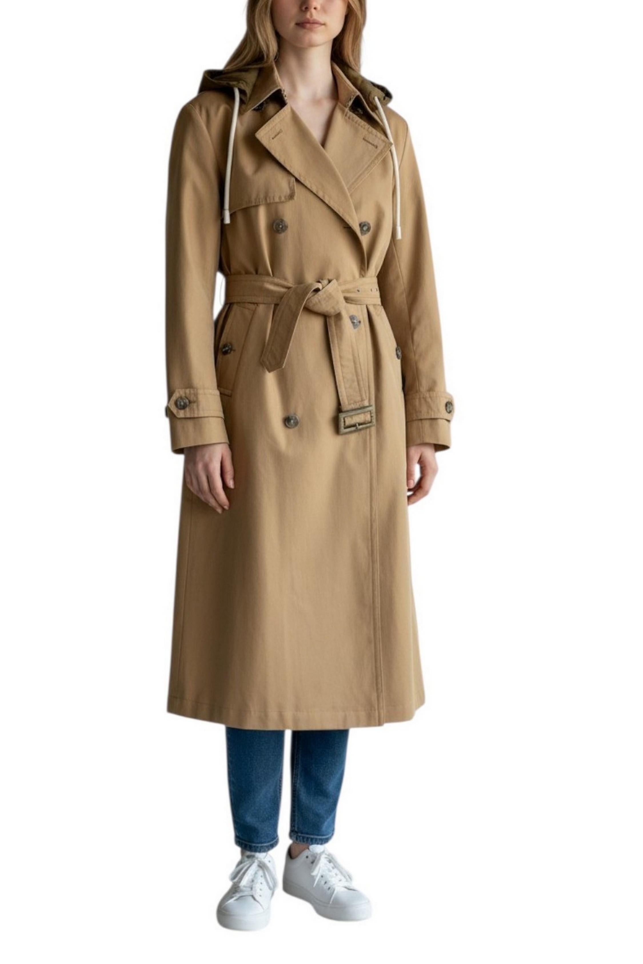 trench donna in cotone cammello