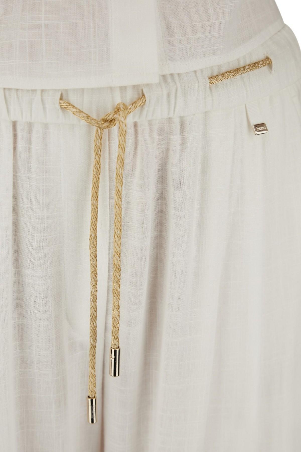 pantalone donna in lino e viscosa bianco e oro
