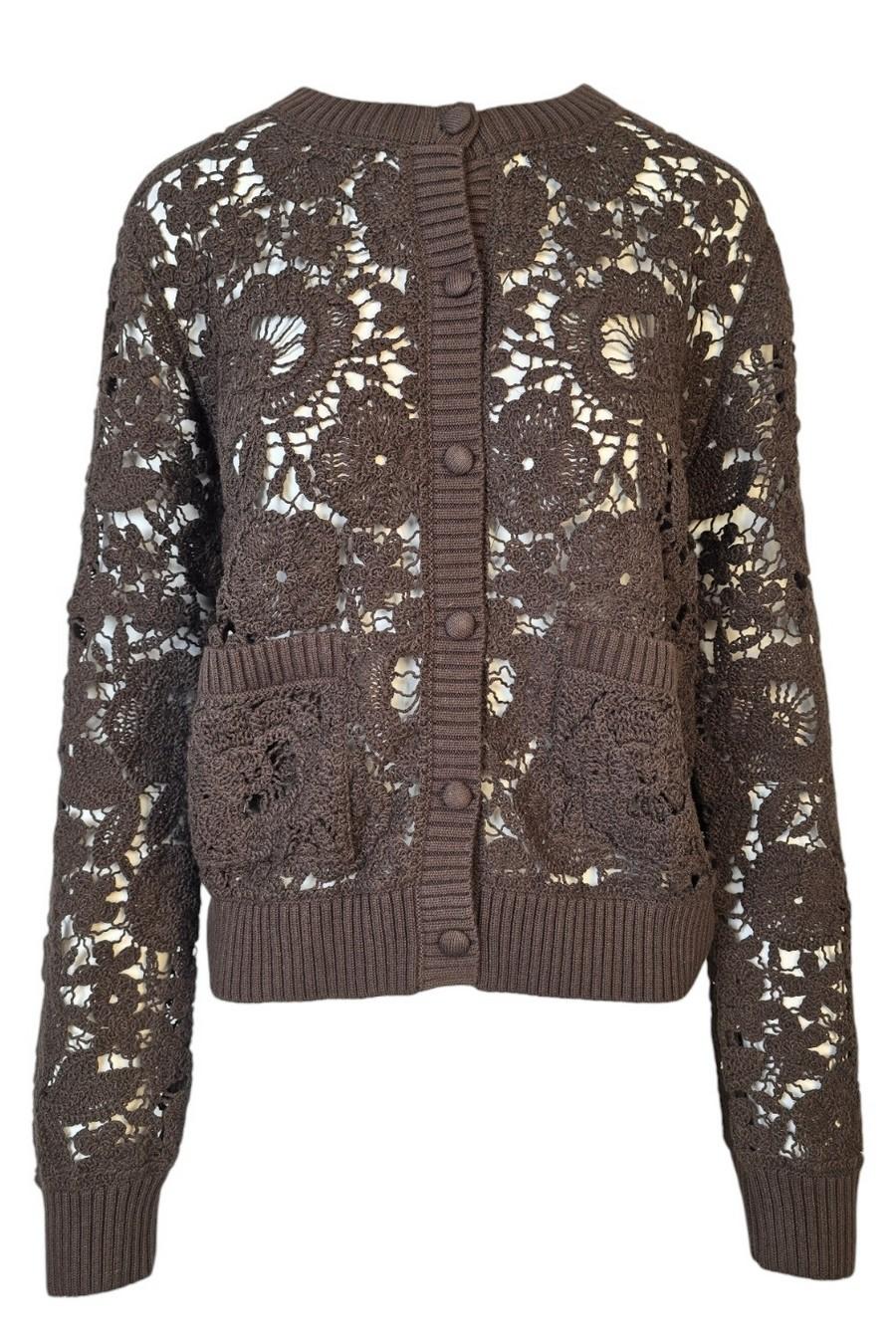 cardigan donna in pizzo marrone