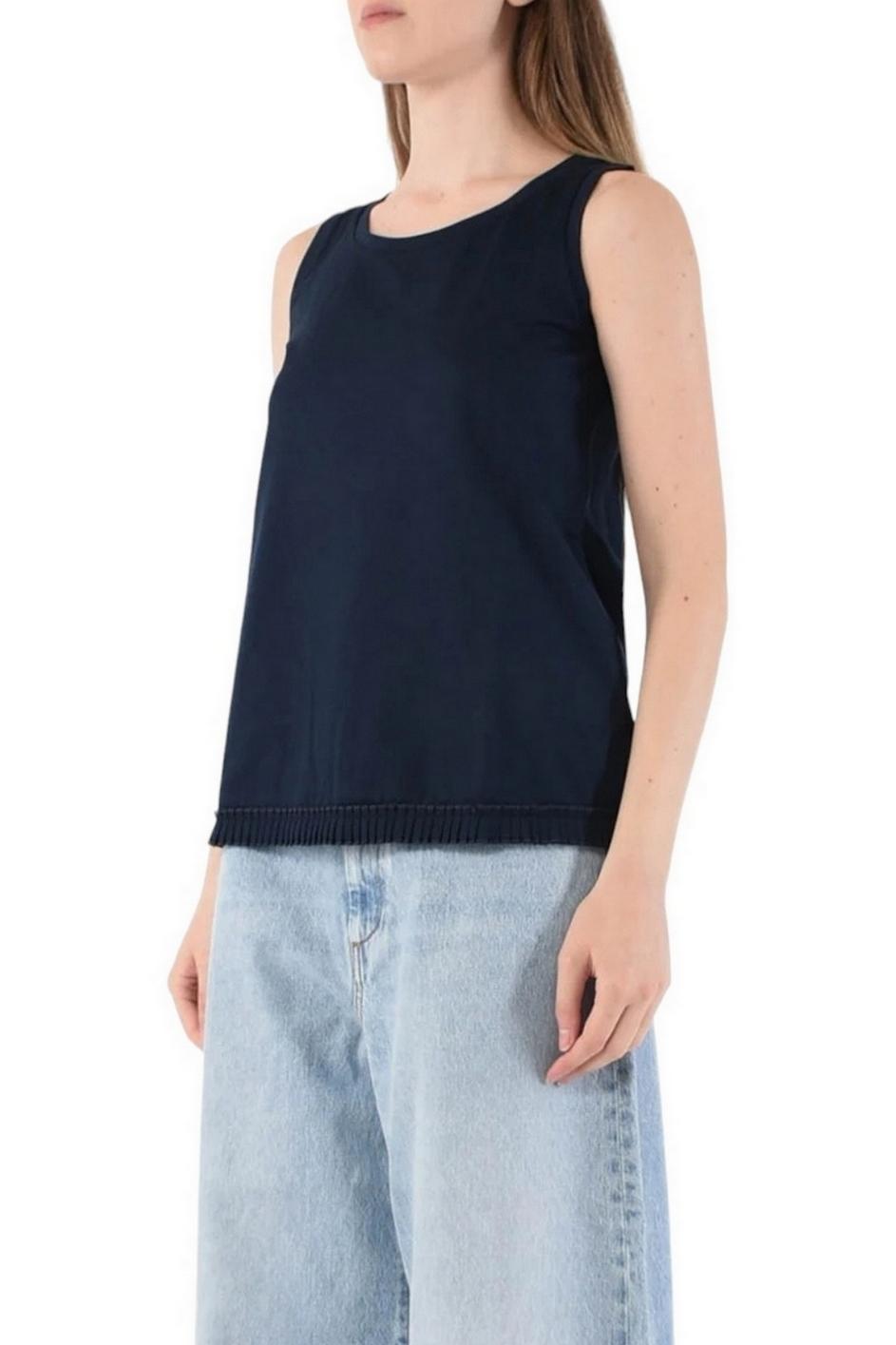 canotta donna racer in jersey blu