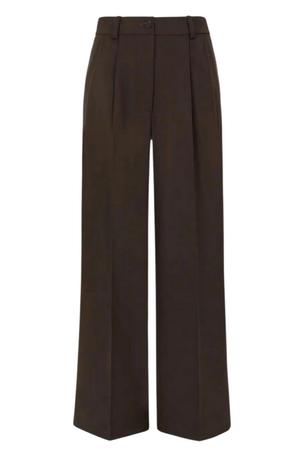pantalone donna largo con pinces marrone