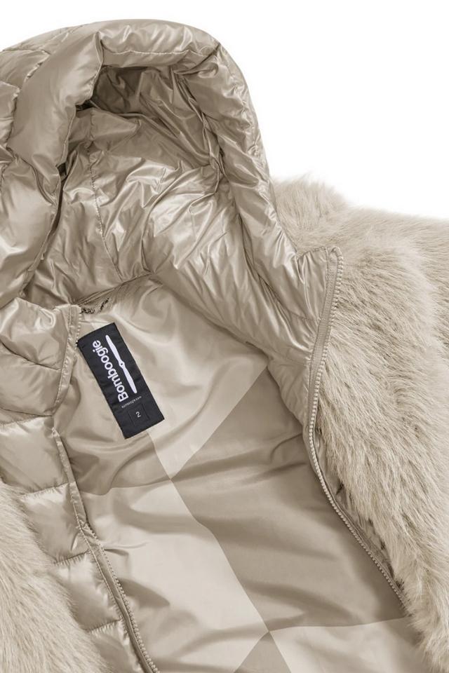Cappotto corto donna in eco-pelliccia avorio