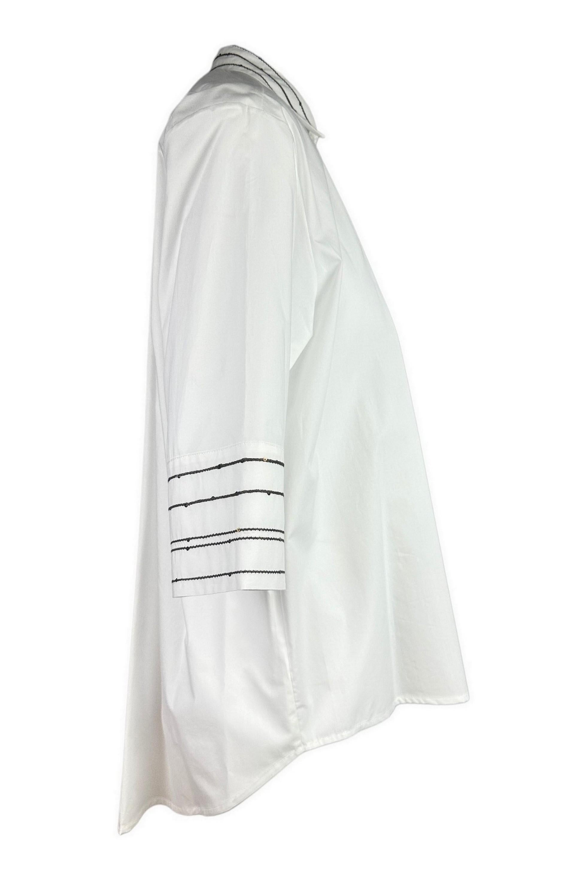 camicia donna con pailletttes bianco e marrone