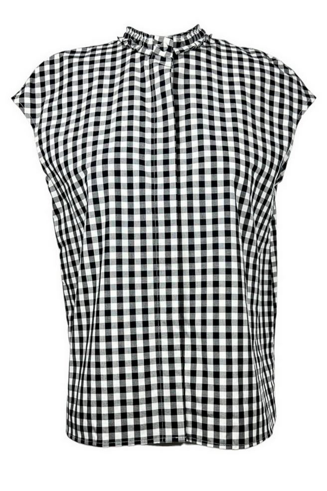 camicia donna corta a quadretti bianca e nera