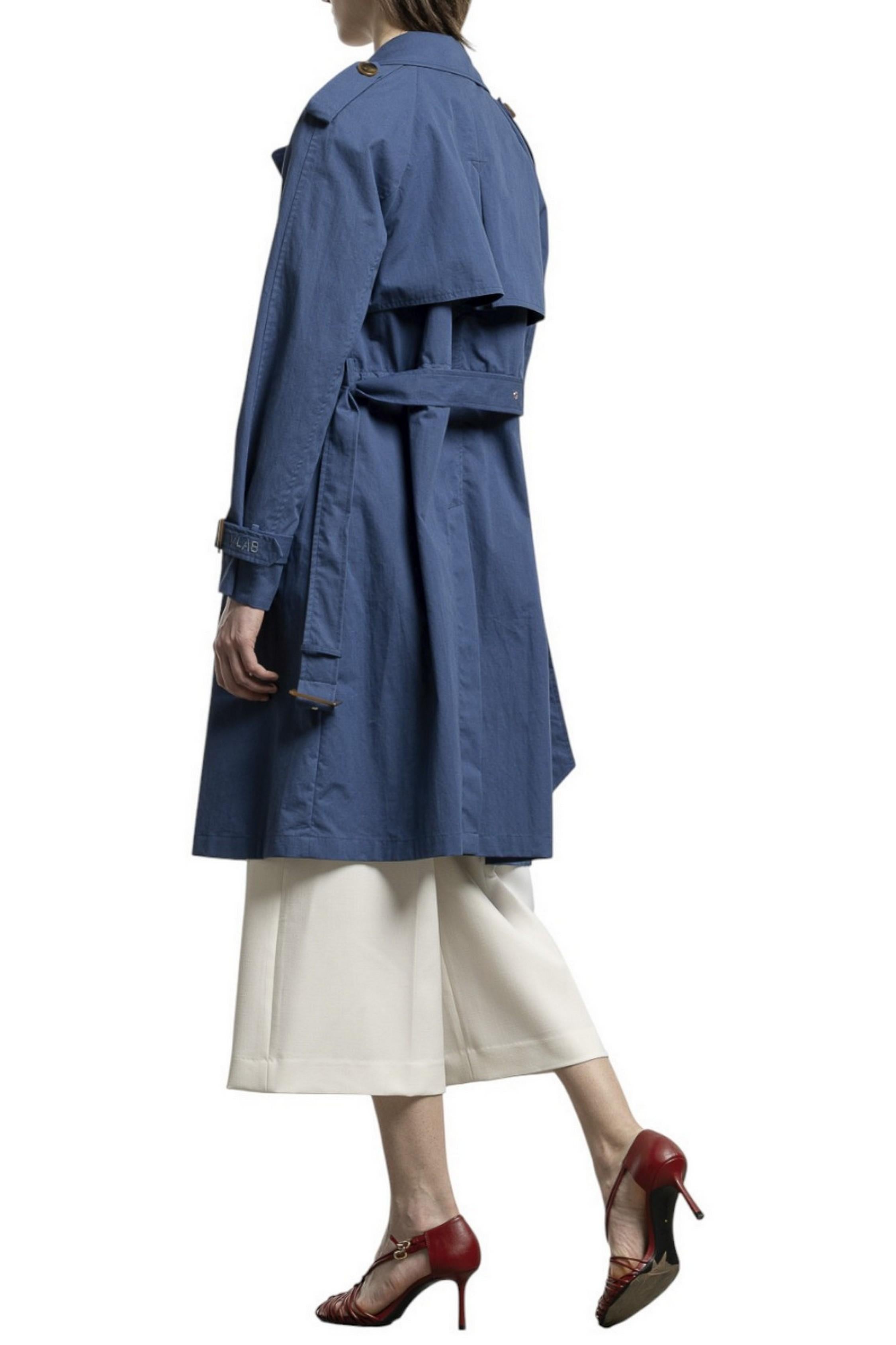 trench donna in cotone tecnico azzurro