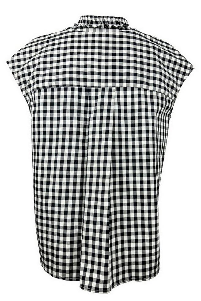 camicia donna corta a quadretti bianca e nera