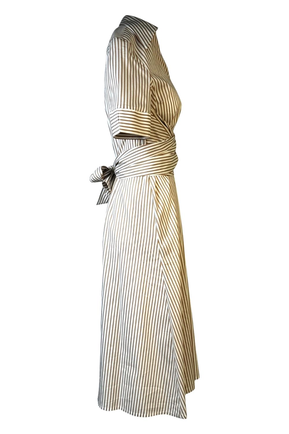 Abito donna in popeline bianco e beige