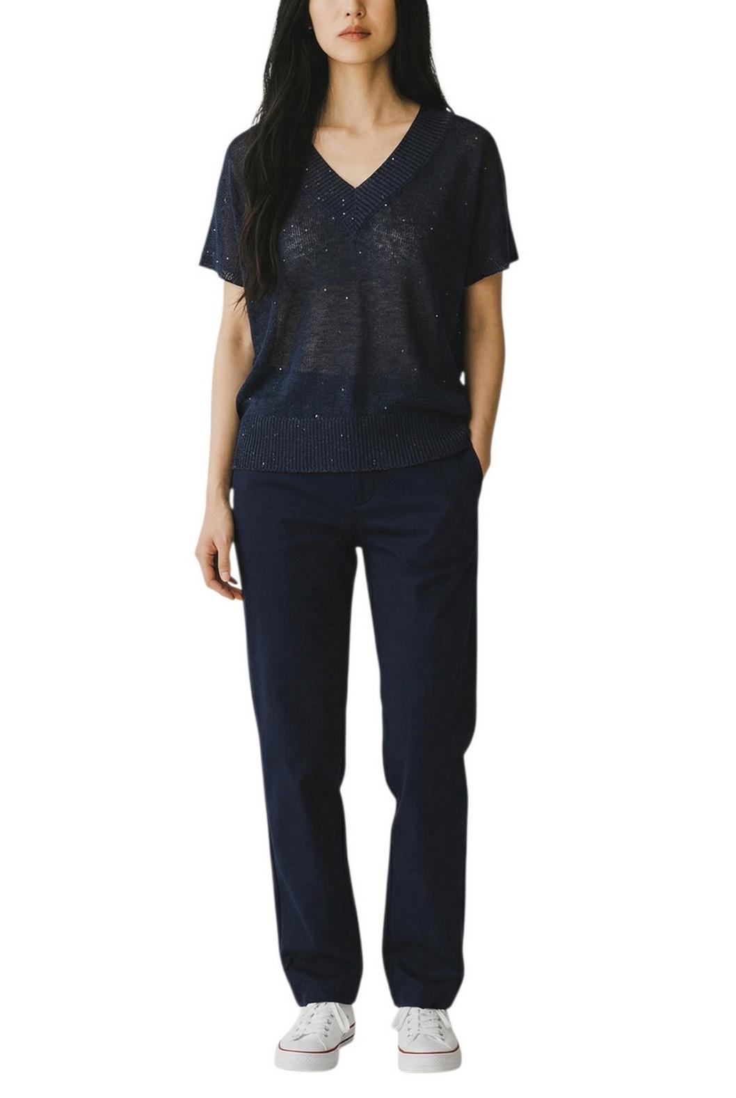 gilet donna scollo a v paillettes blu