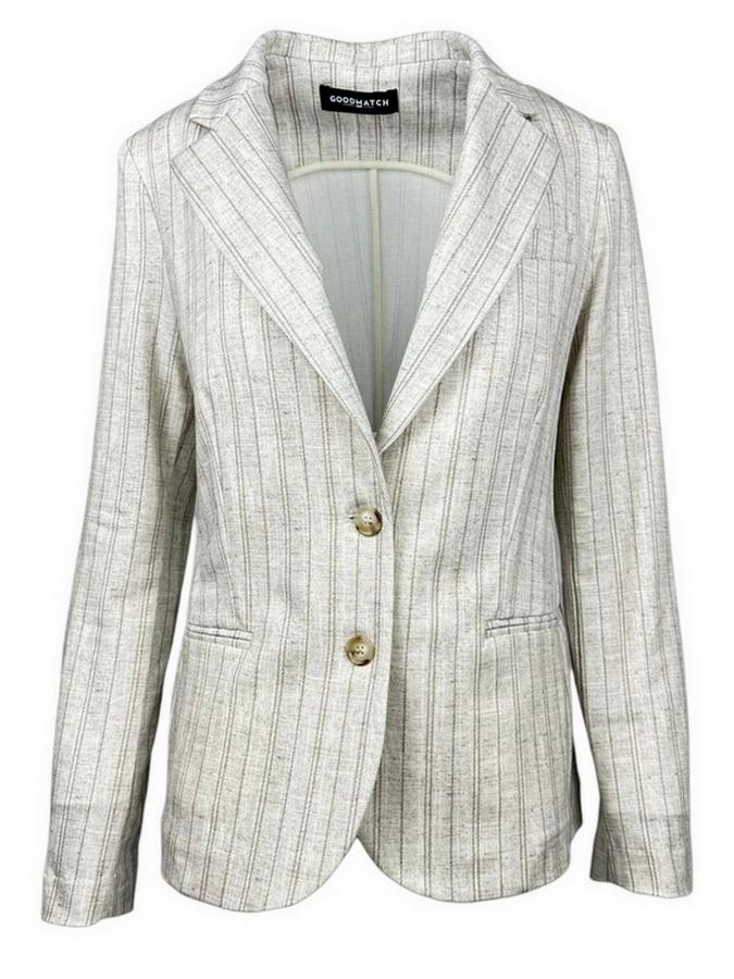 giacca donna monopetto gessata avorio e beige