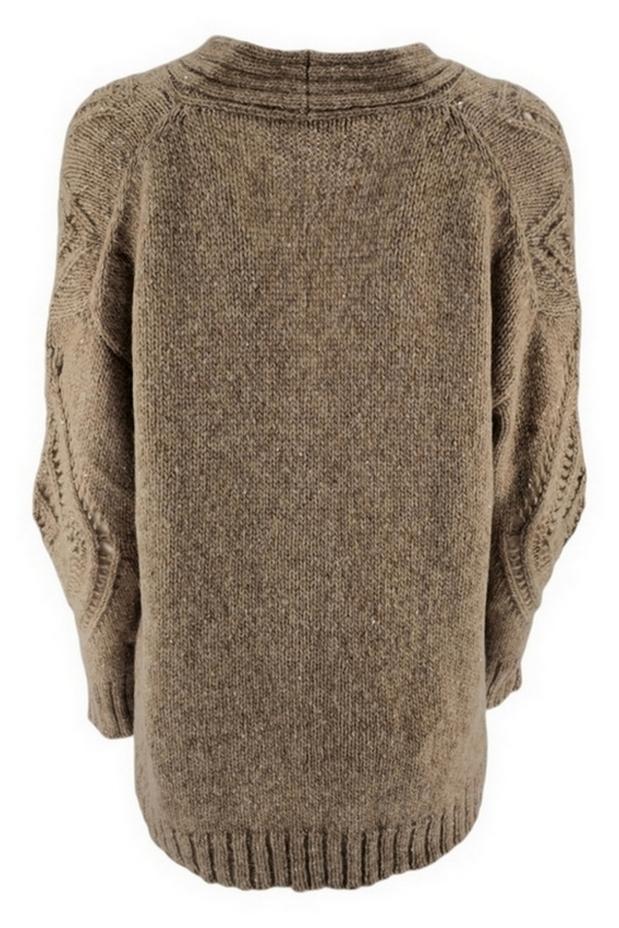 cardigan donna con trafori nocciola