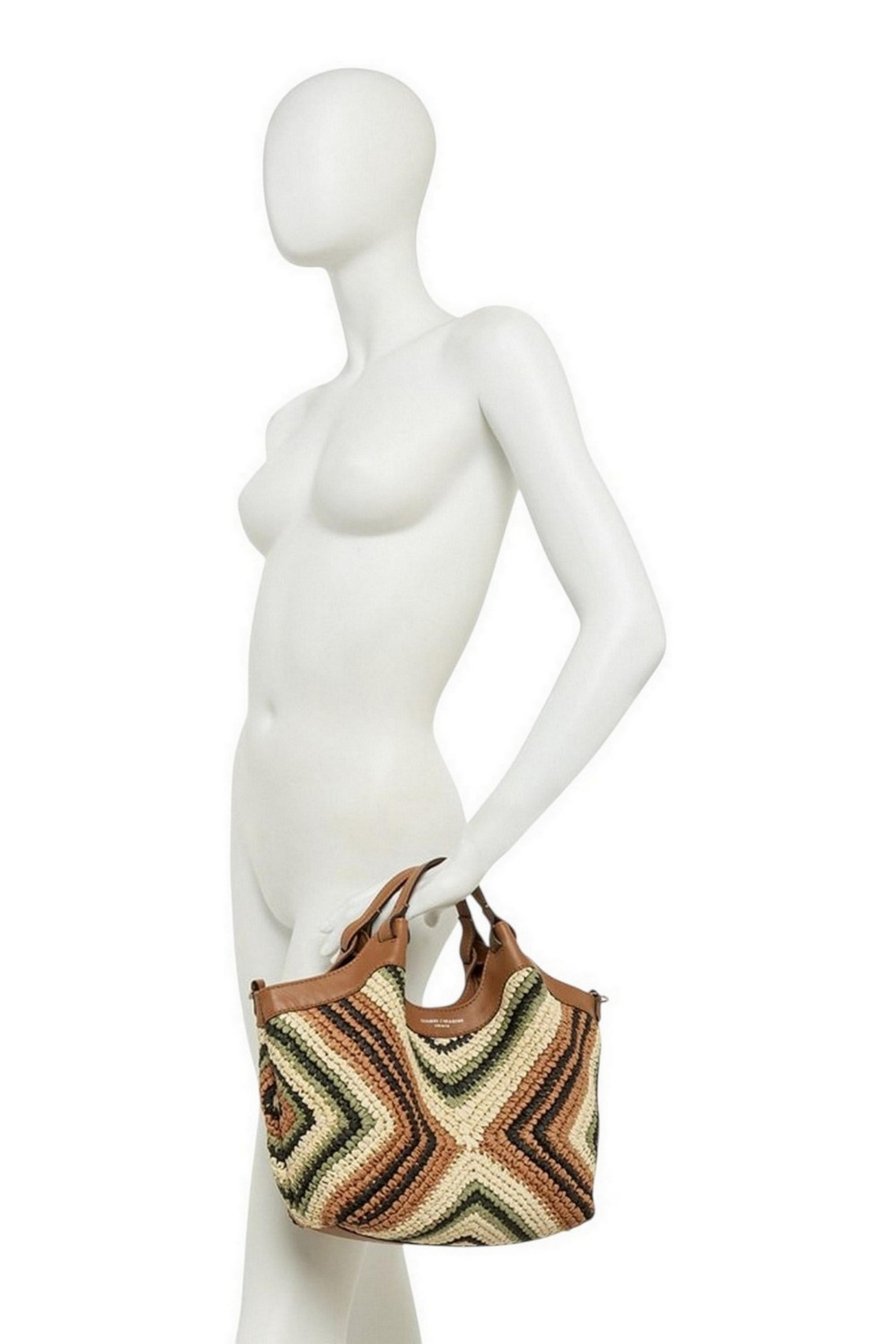 borsa donna dua media in paglia intrecciata multicolor