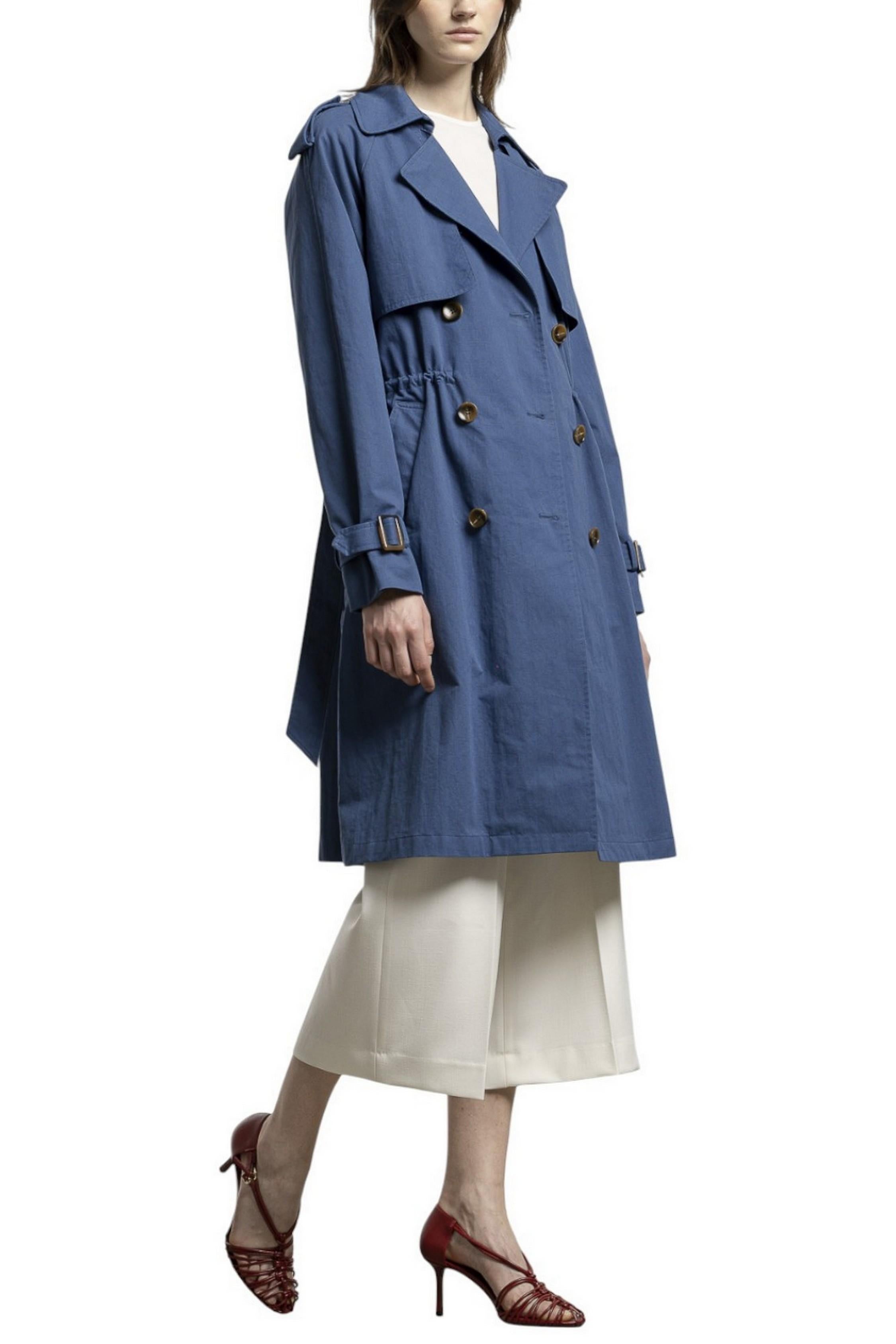trench donna in cotone tecnico azzurro