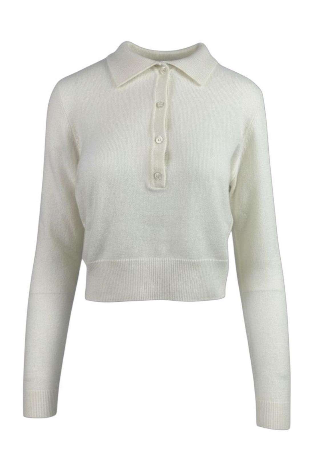 polo donna in cachemire latte