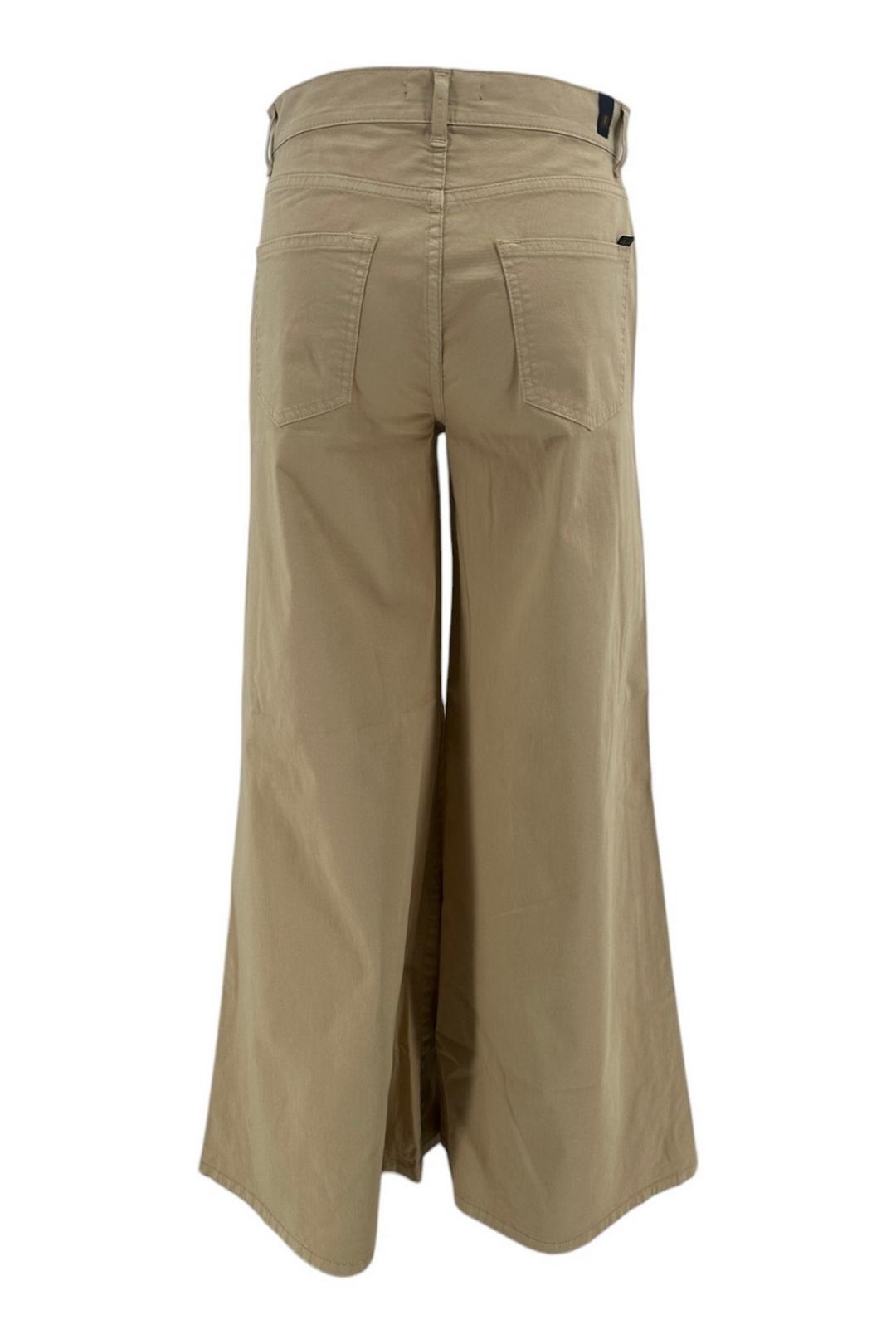 pantalone donna modello palazzo in gabardina di cotone beige