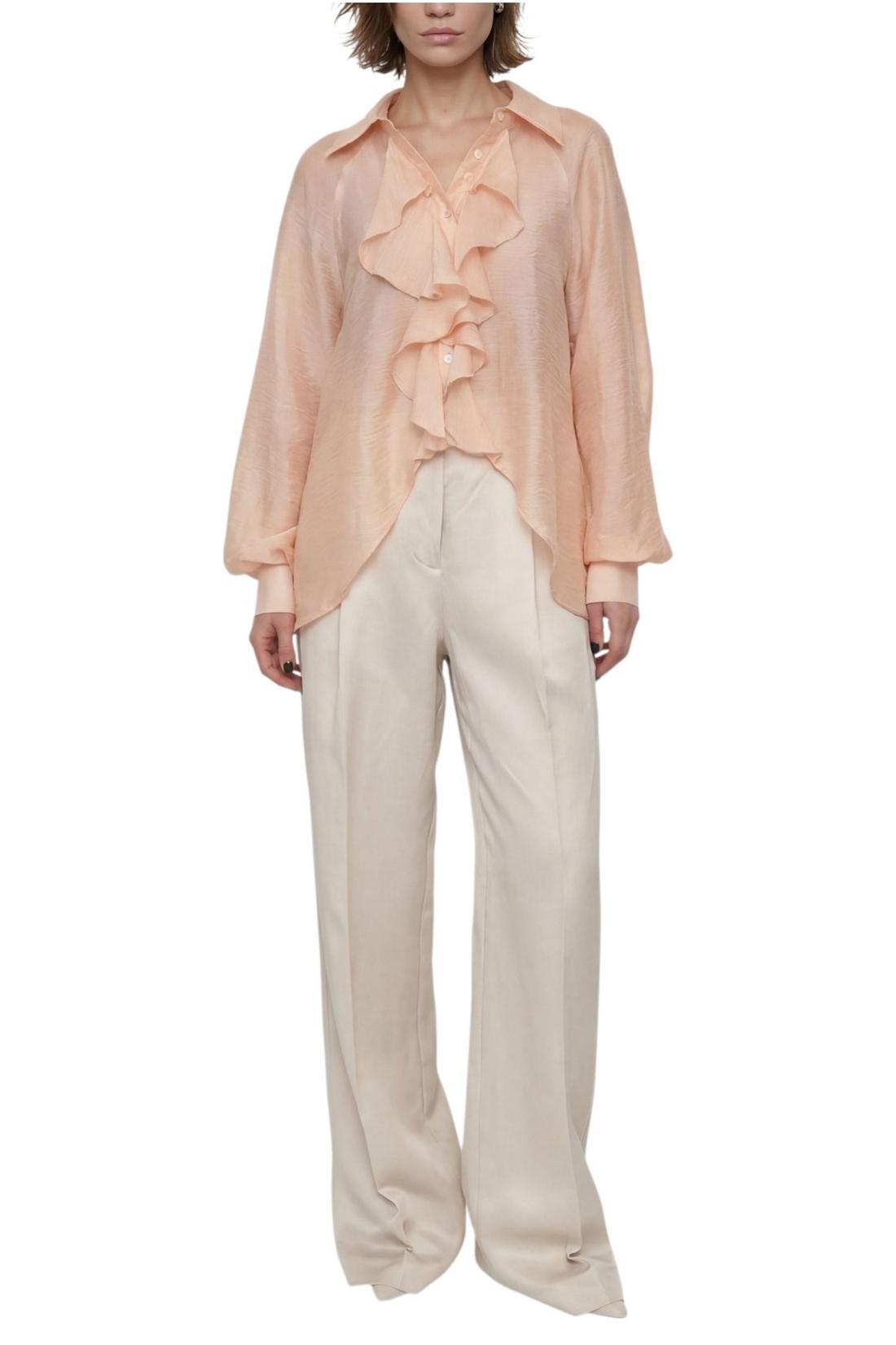 camicia donna con ruches rosa