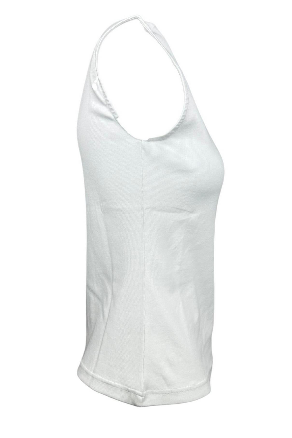 polo donna senza maniche bianco e argento