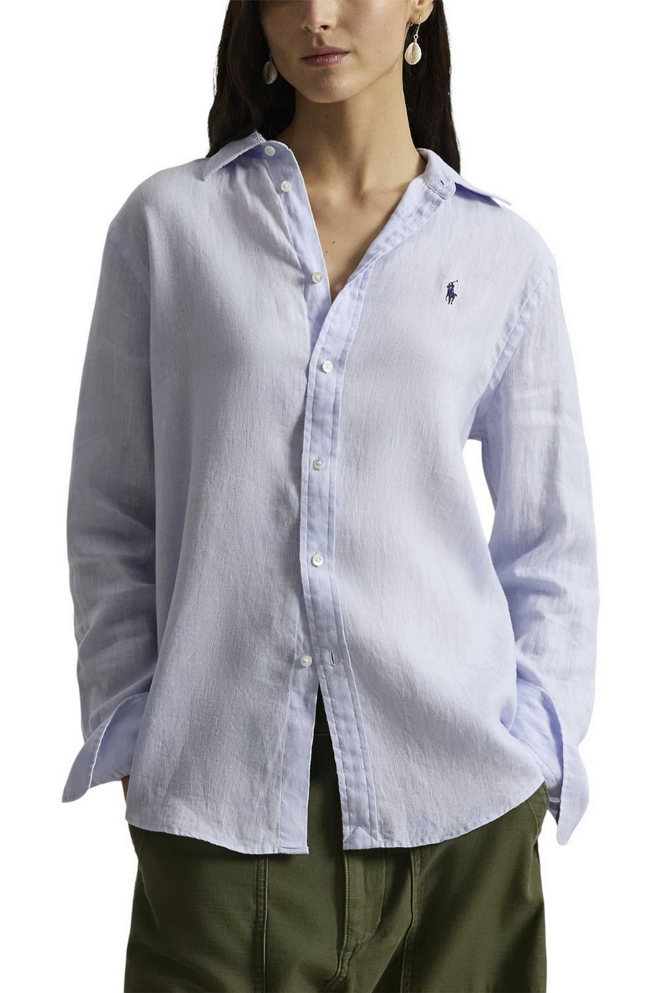 camicia donna lino over azzurro