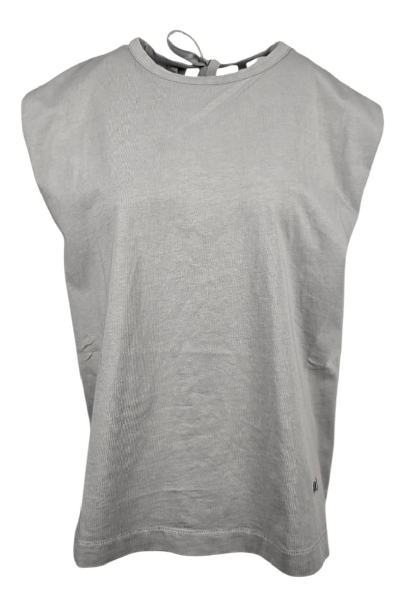 t-shirt donna con aperura nella schiena grigio