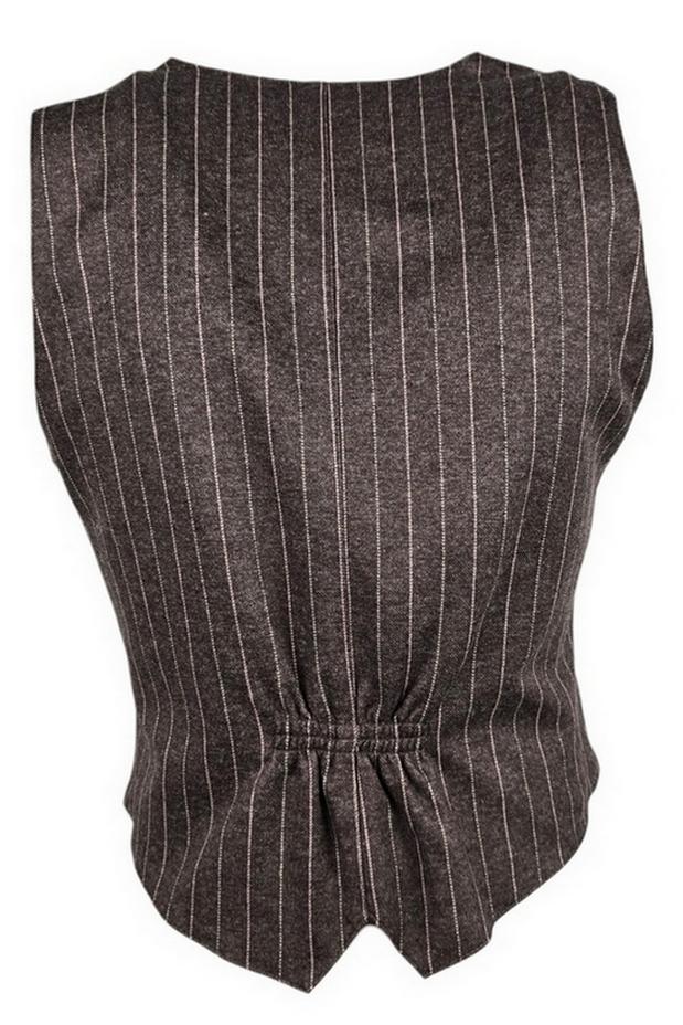 gilet donna gessato marrone e rosa