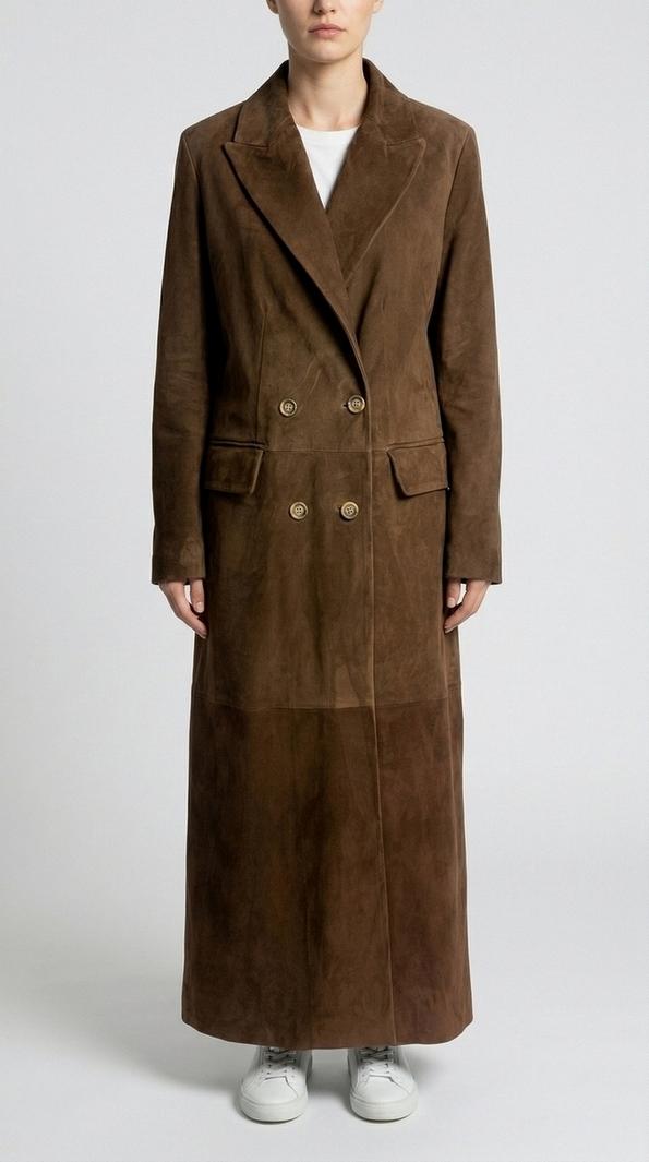 Trench in camoscio marrone