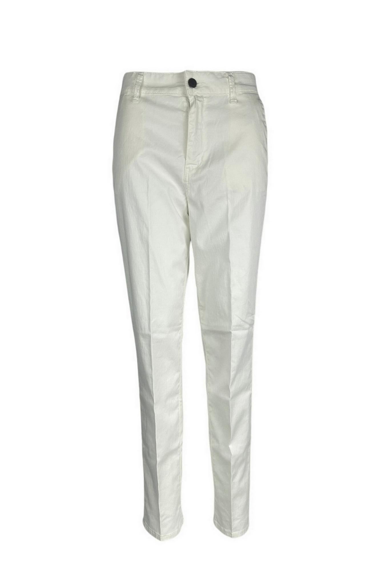 pantalone donna modello chinos latte