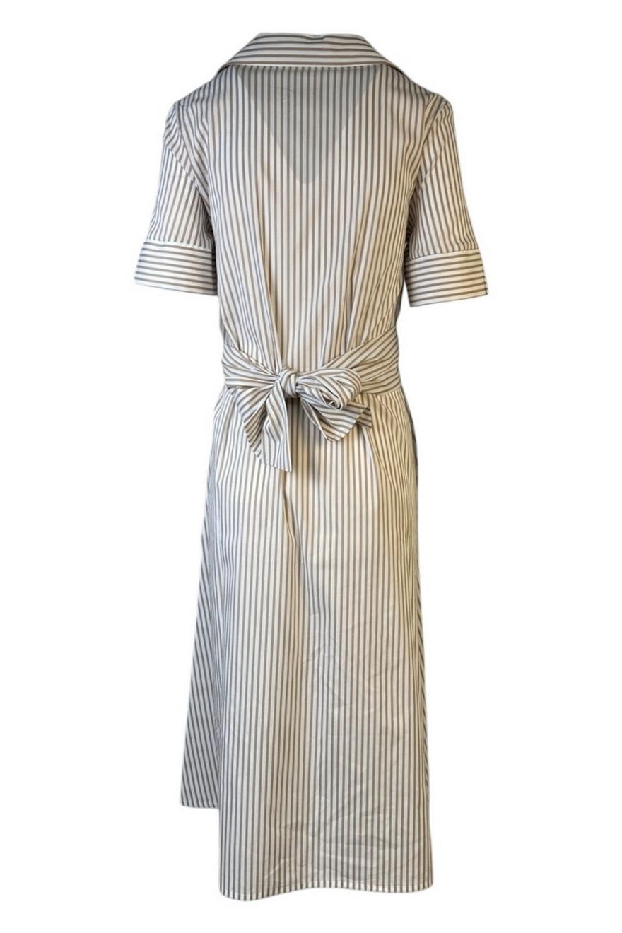Abito donna in popeline bianco e beige