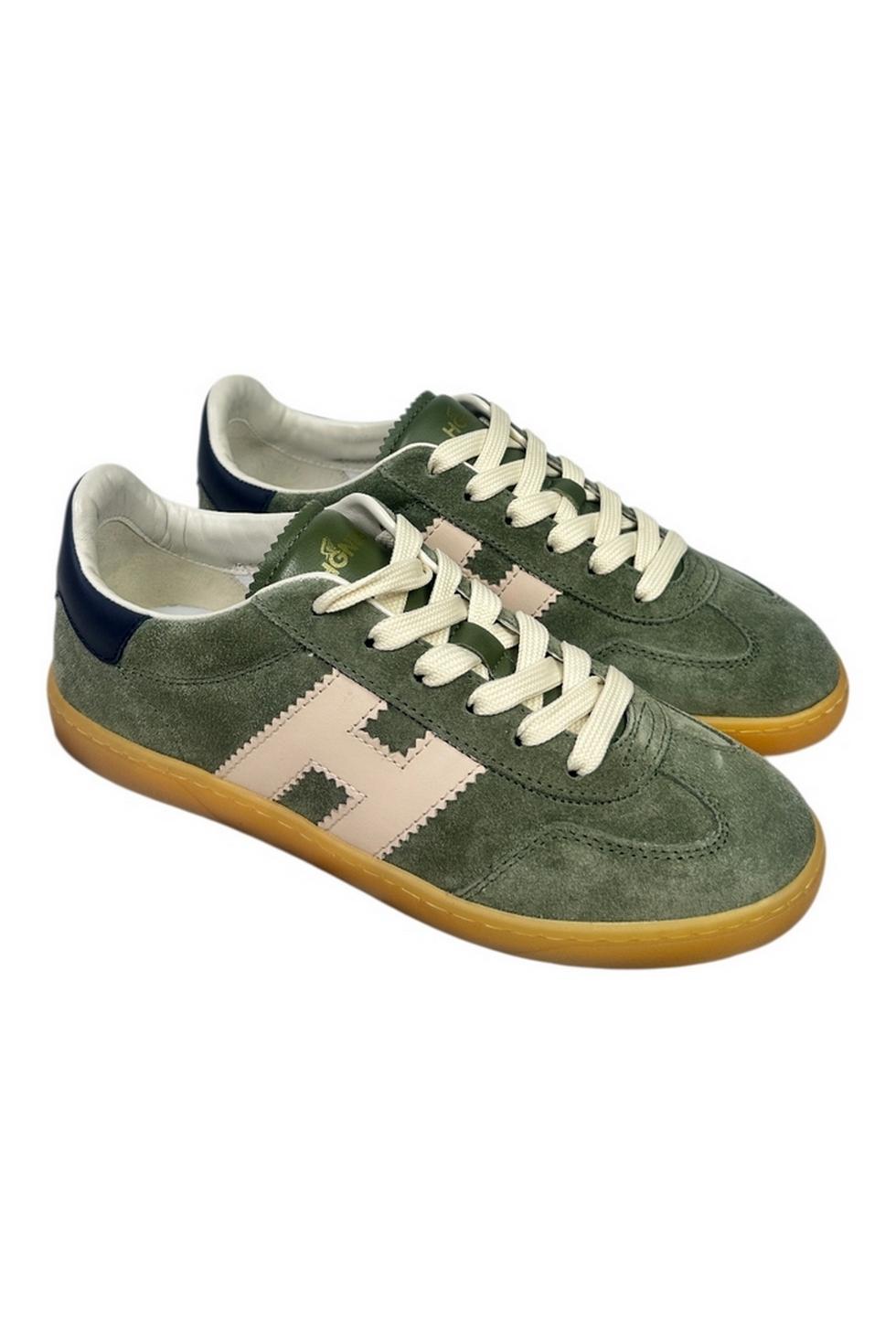 sneakers donna cool camoscio militare e rosa
