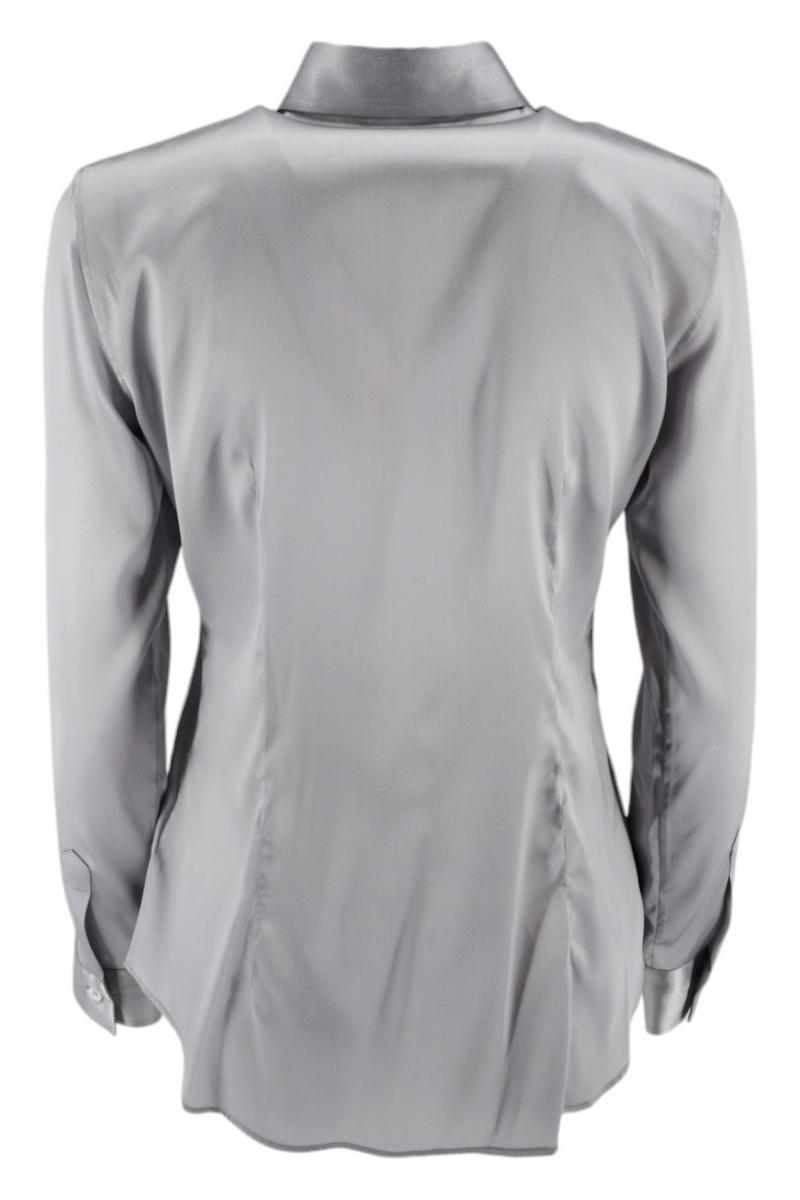 camicia donna in raso perla