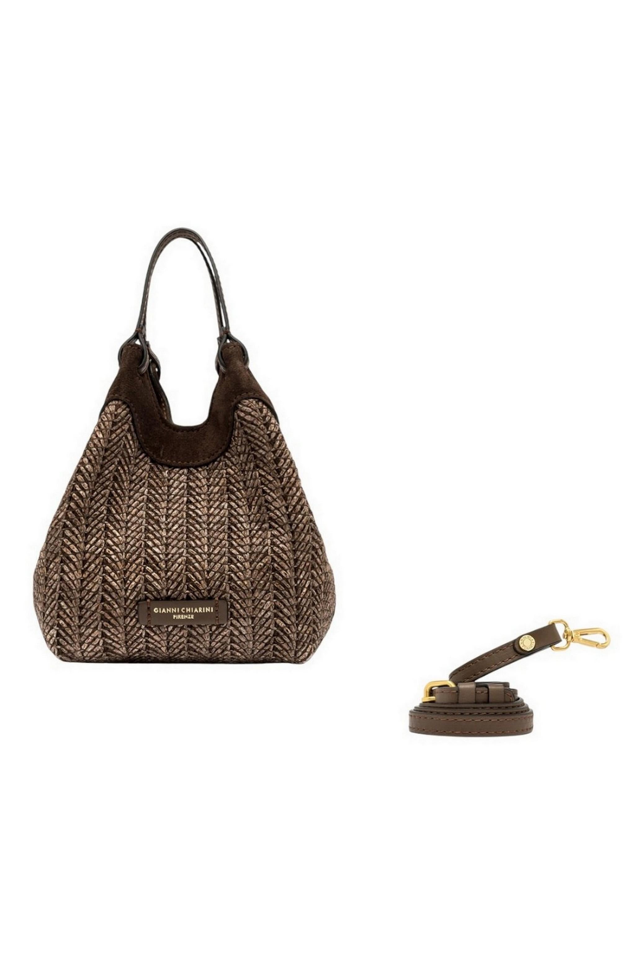 borsa donna dua piccola in rafia marrone