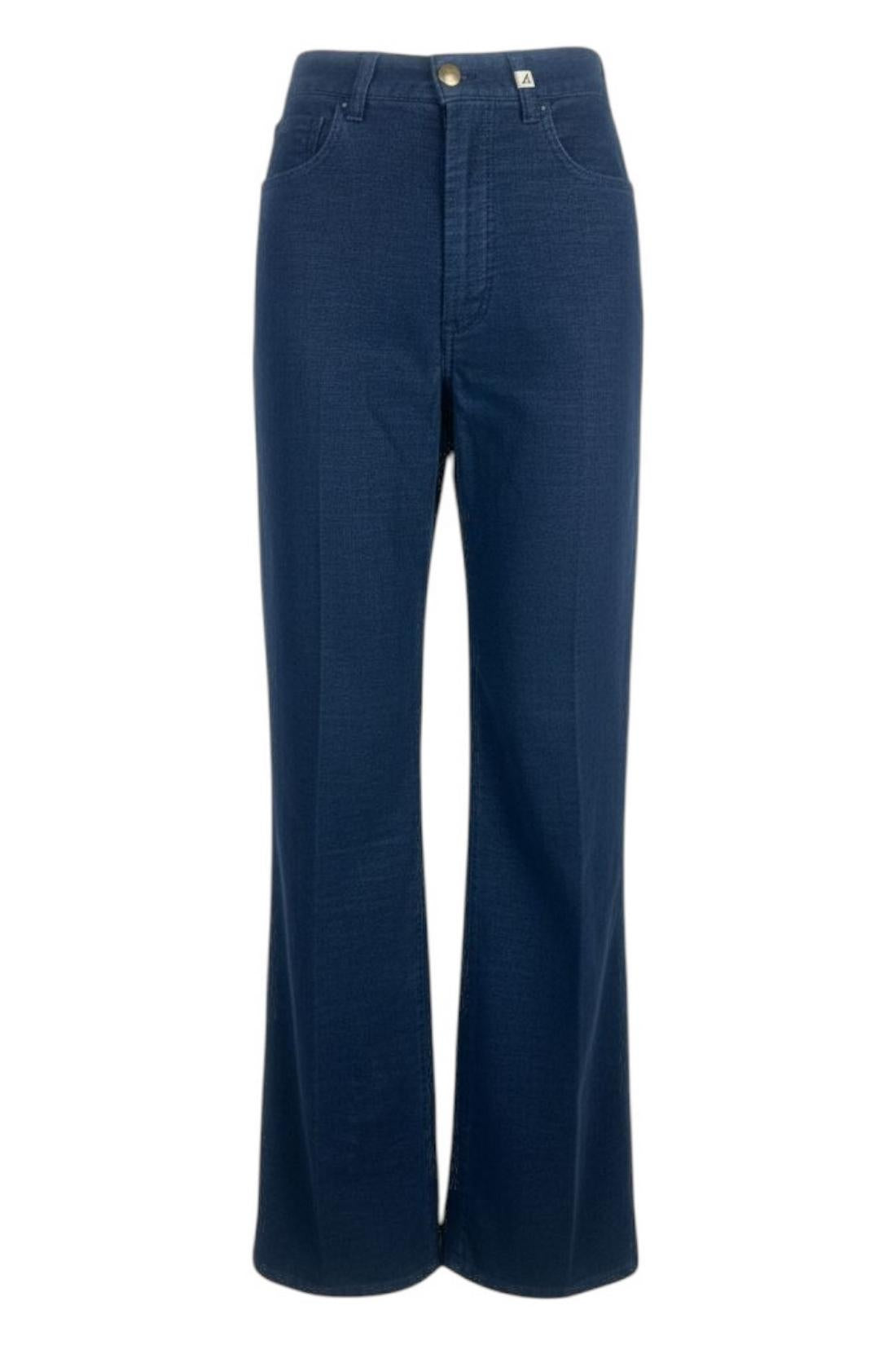 pantalone donna largo in velluto blu