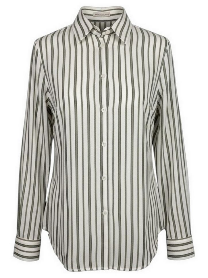 camicia donna righe lurex bianco e verde