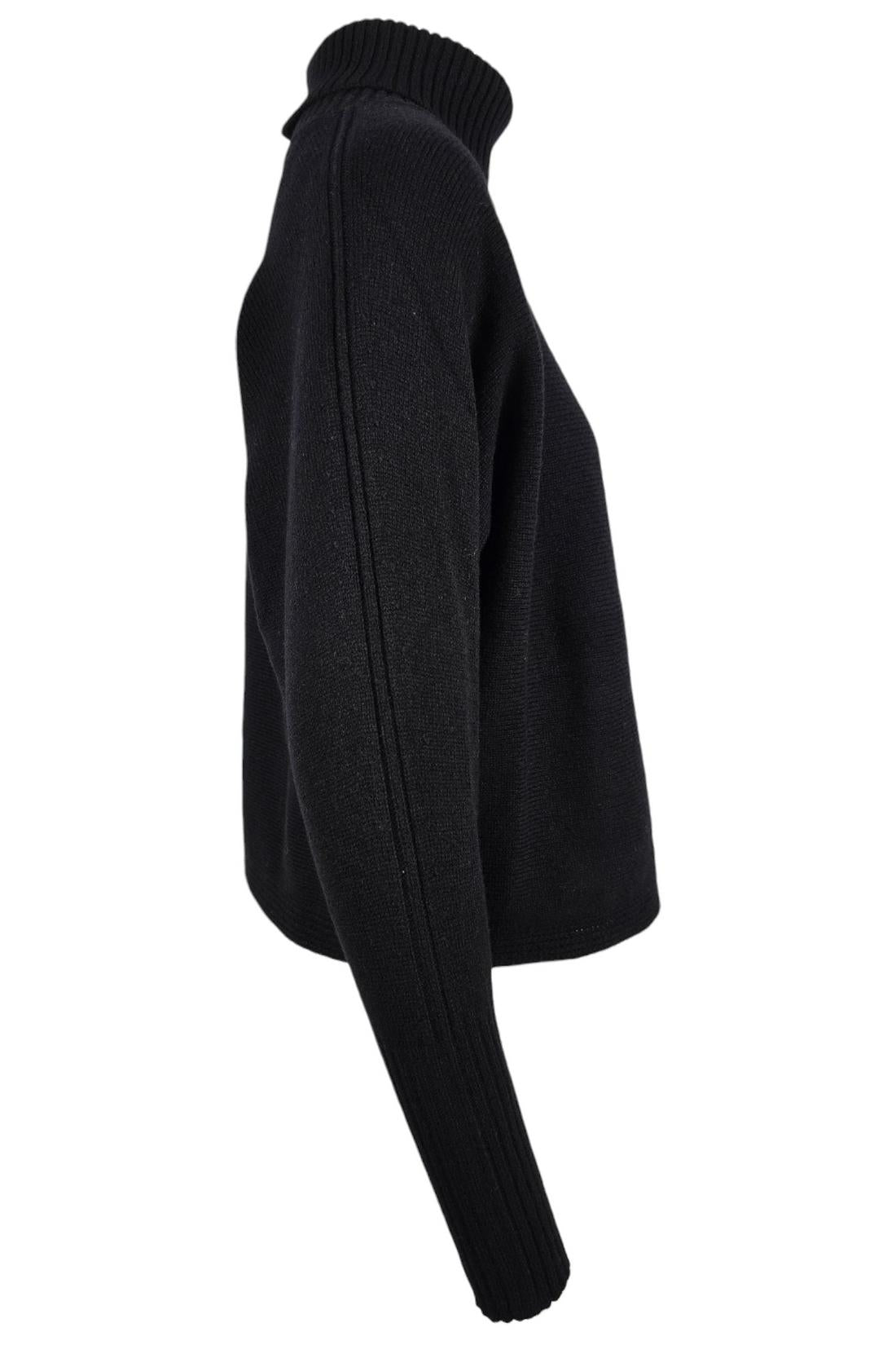 maglia donna dolcevita corta nero