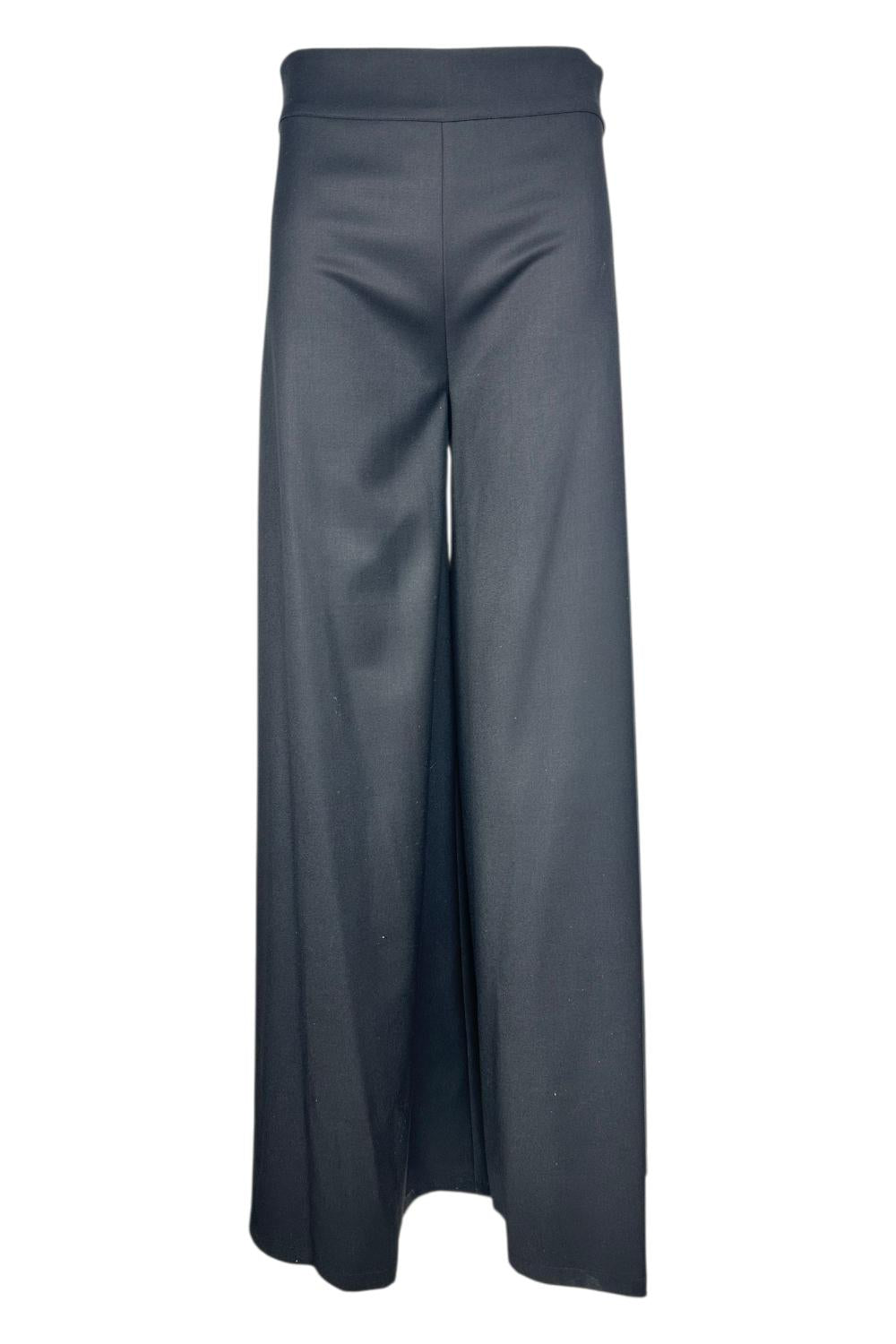 pantalone donna largo in flanella tecnica nero