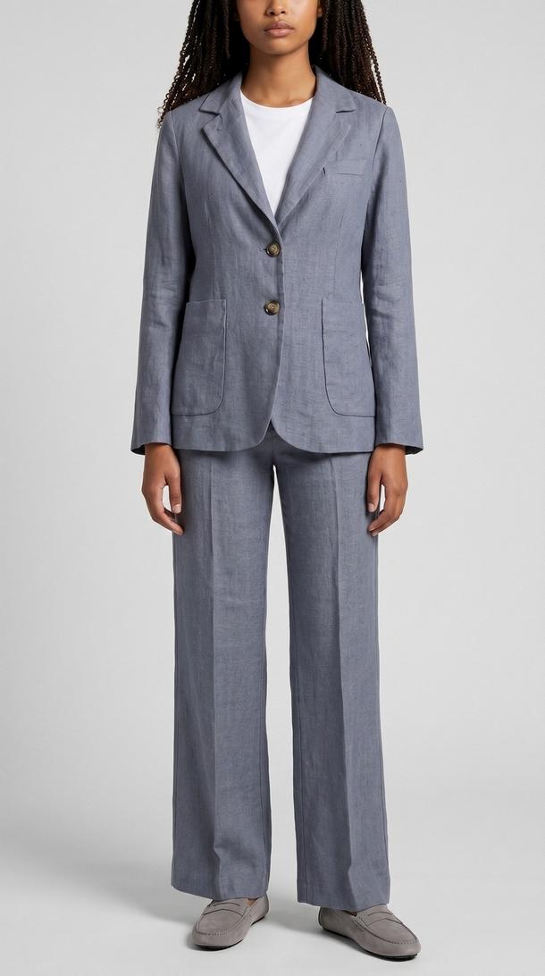 giacca donna corta in lino azzurro