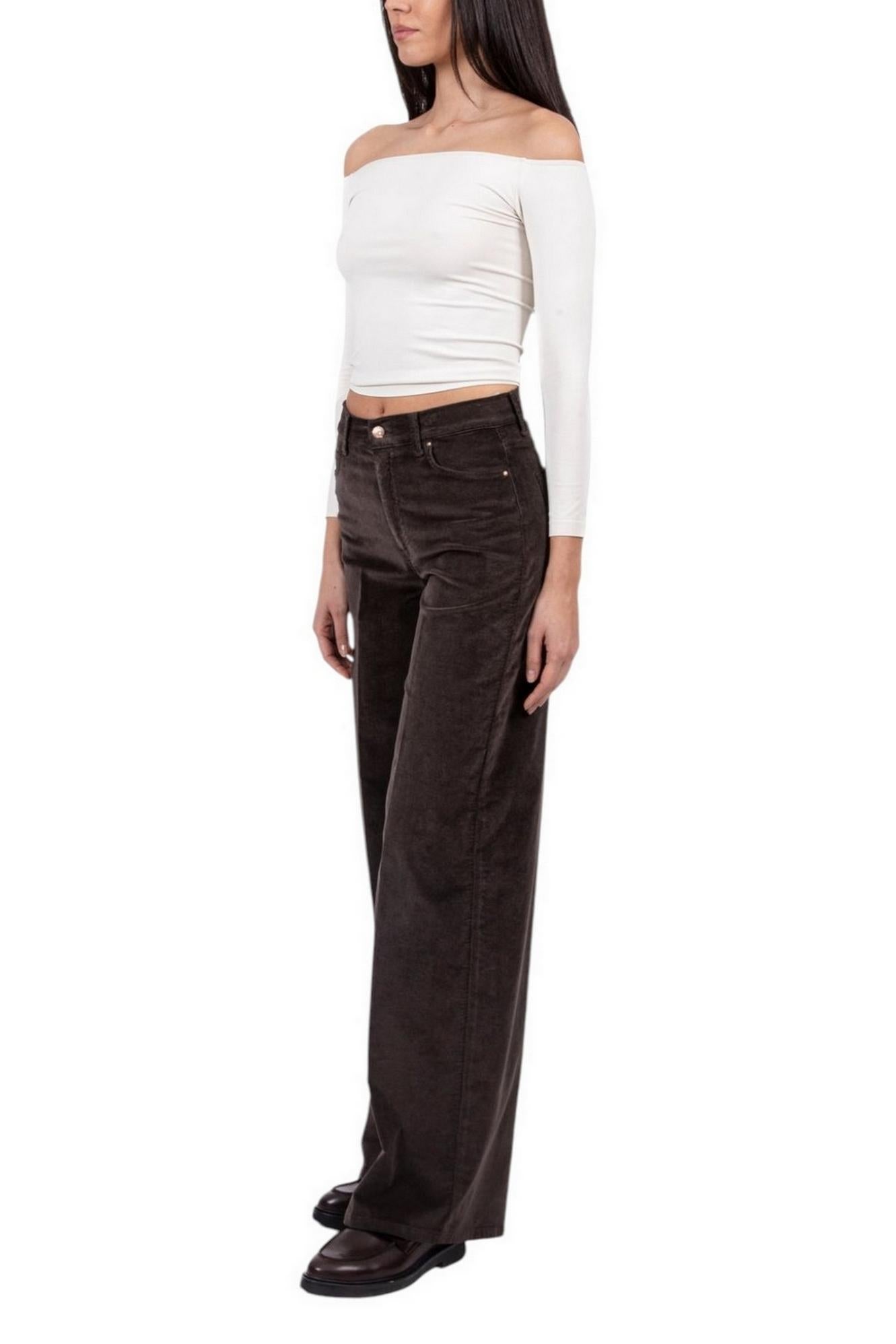 pantalone donna largo in velluto duemilarighe marrone