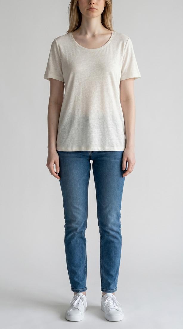 t-shirt donna in lino bianco