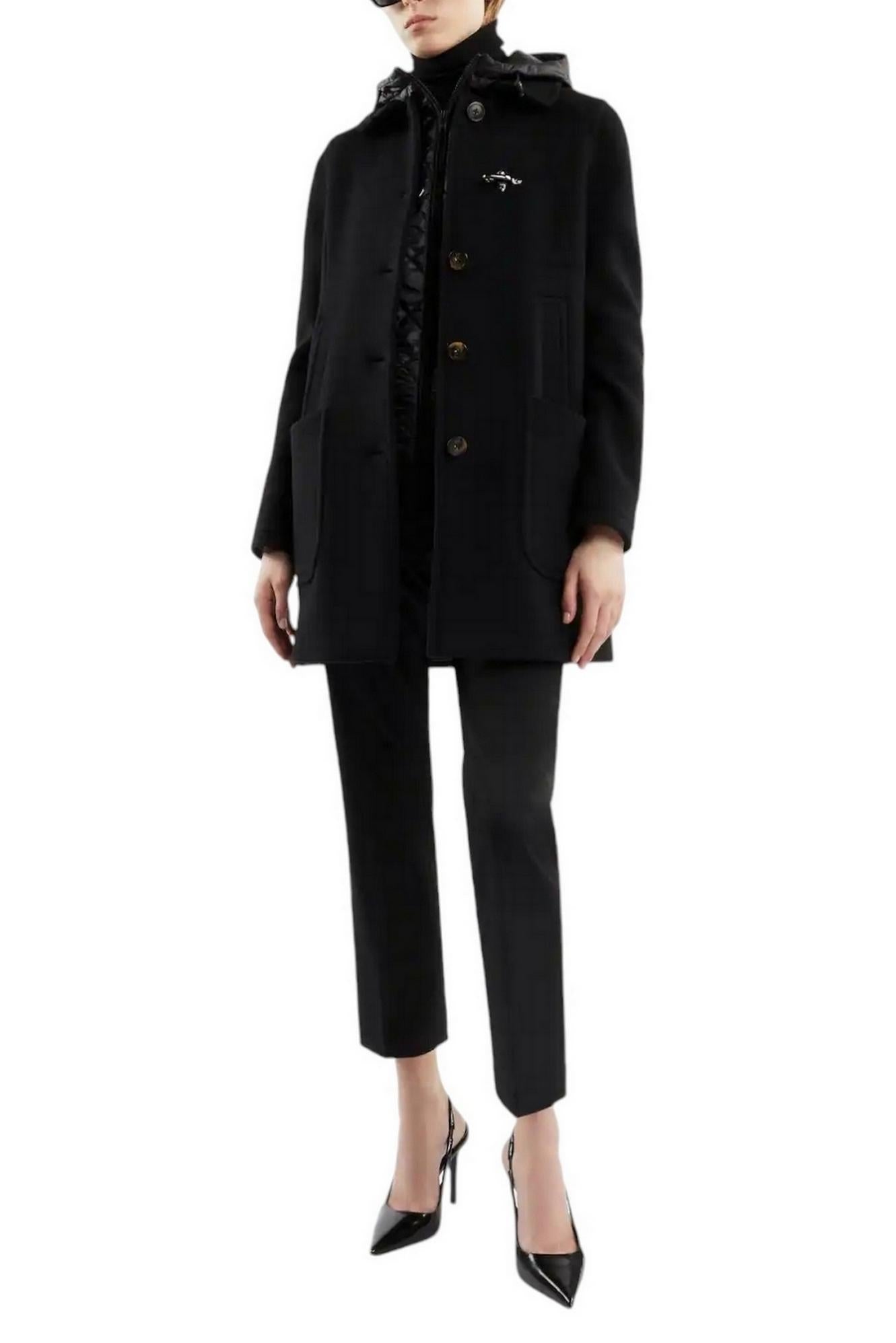 cappotto donna baby coat in panno nero
