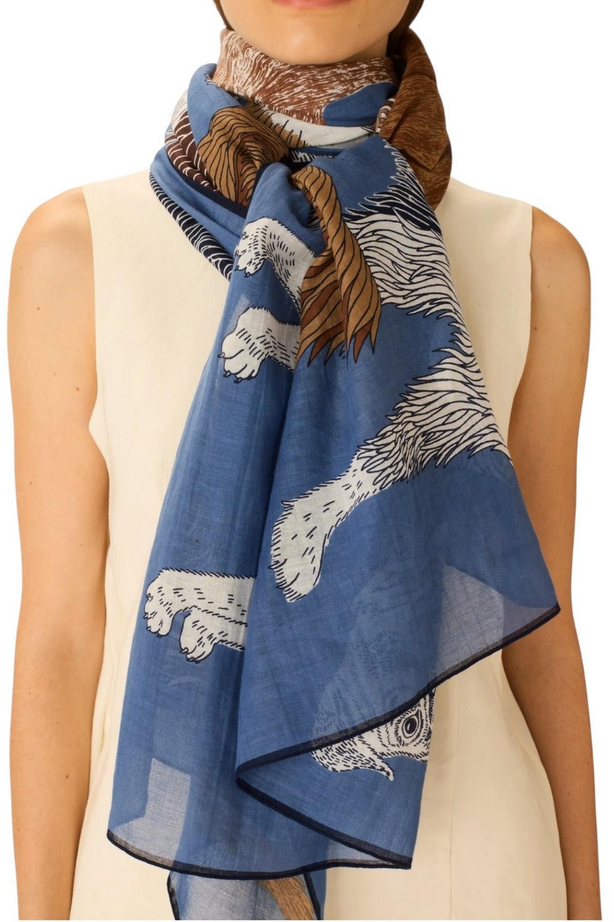 sciarpa donna 100x190 fantasia toutou blu