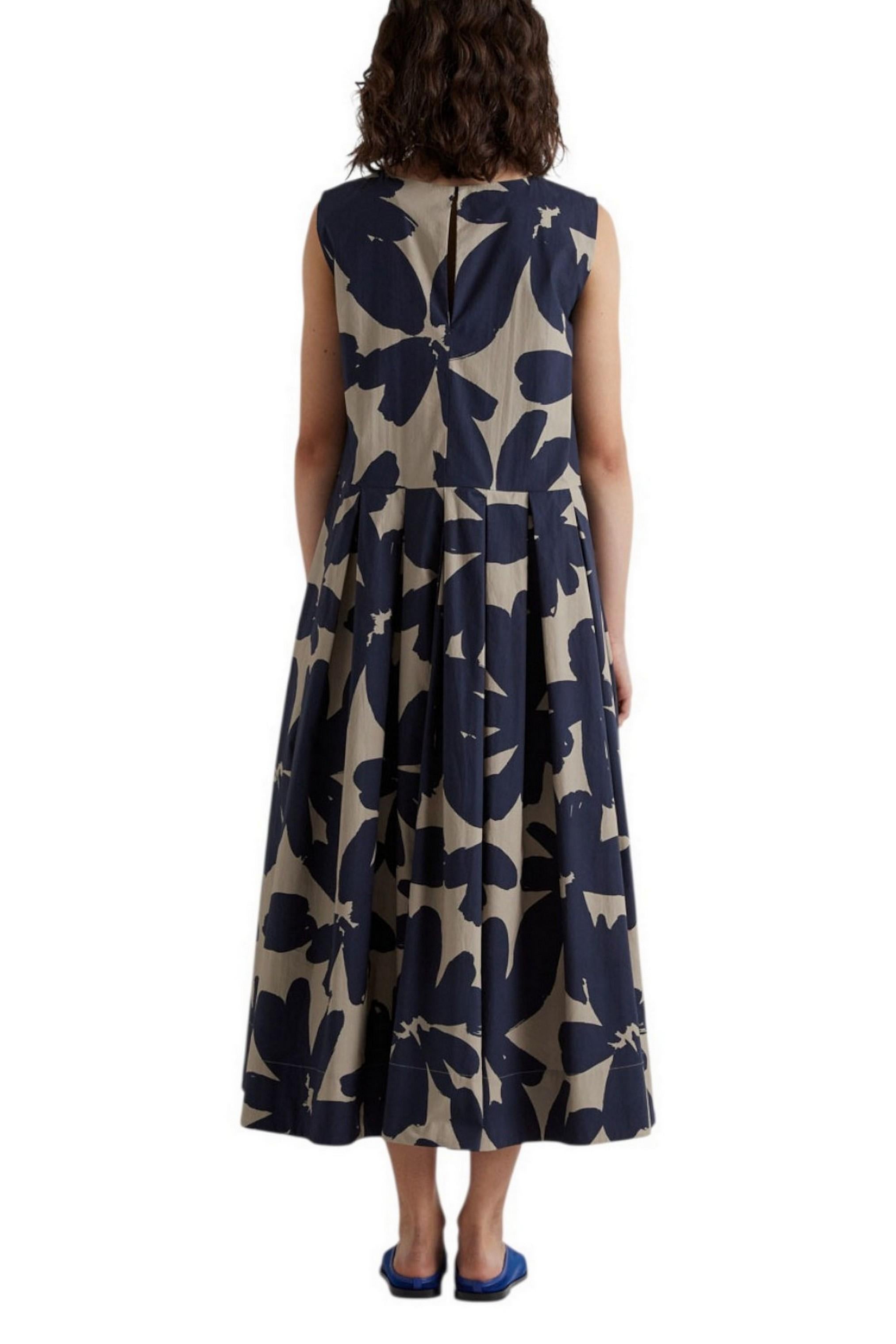 abito donna fantasia fiori beige e blu