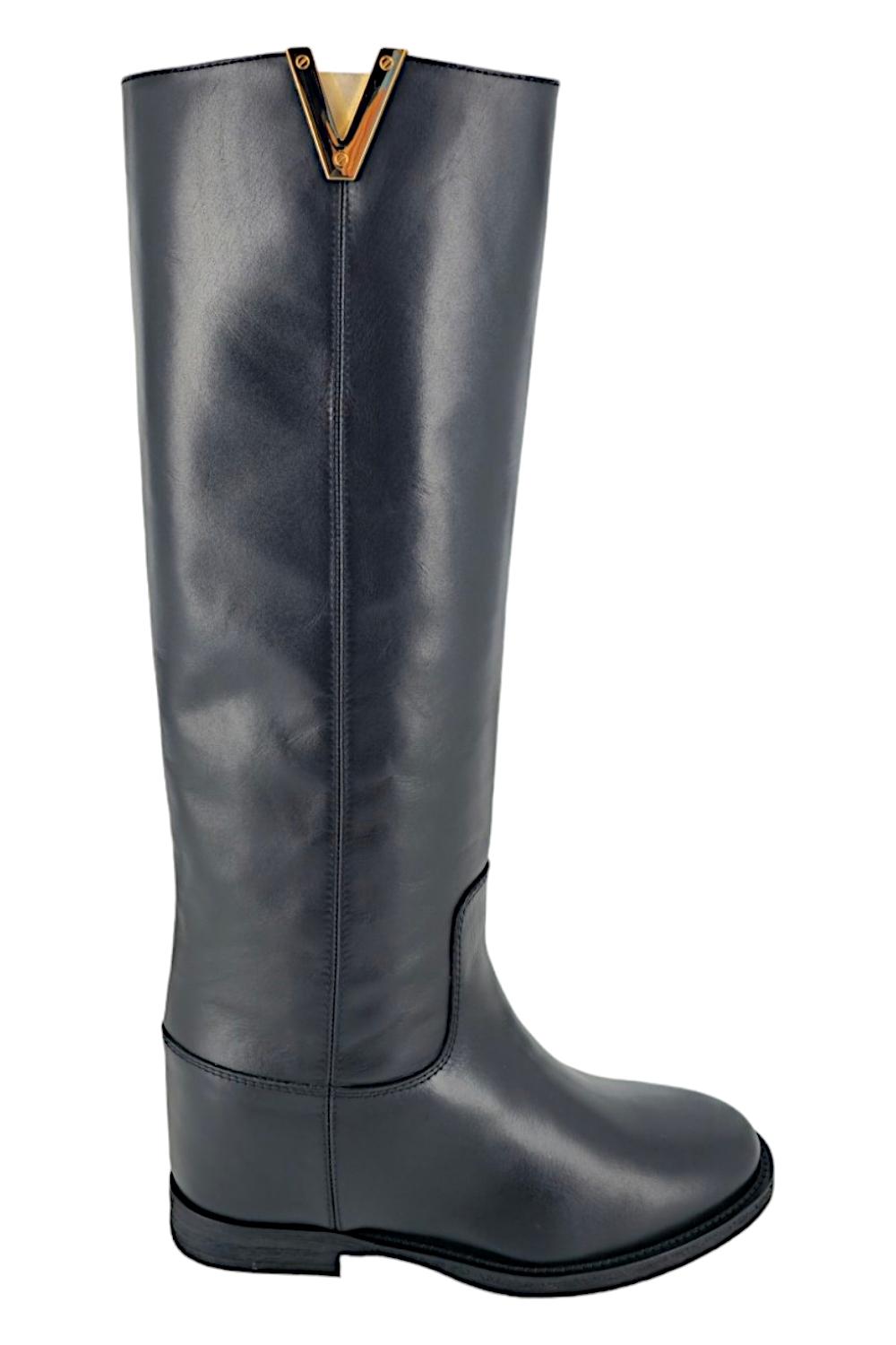 stivale donna in pelle nero