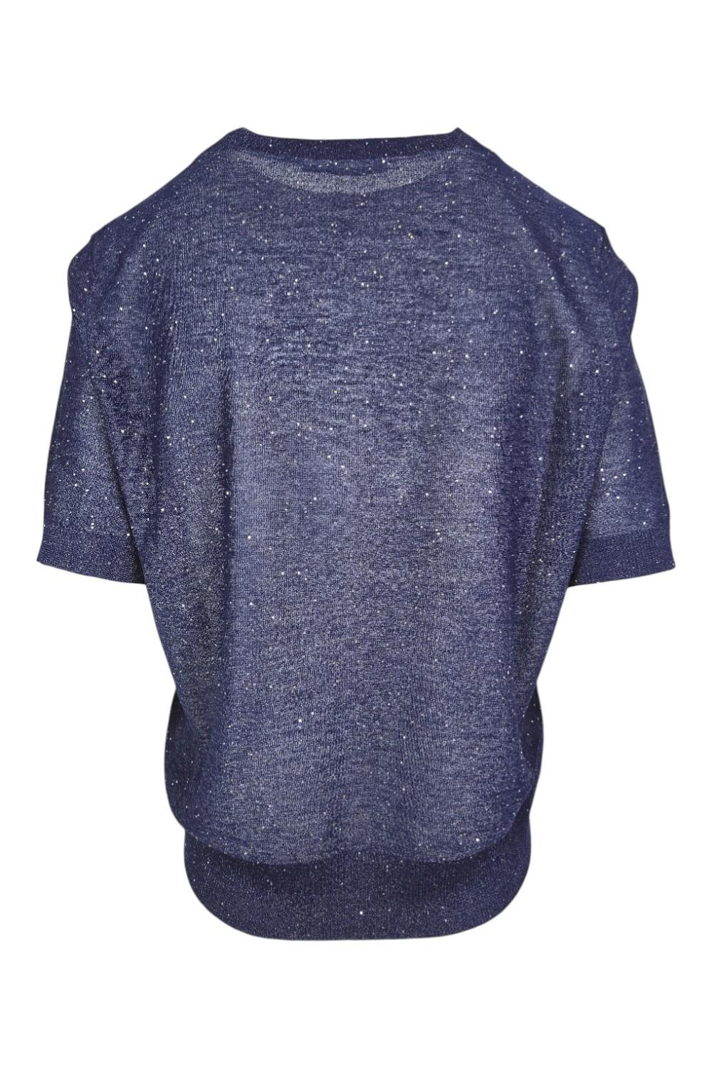 maglia donna maniche corte con punti luce blu