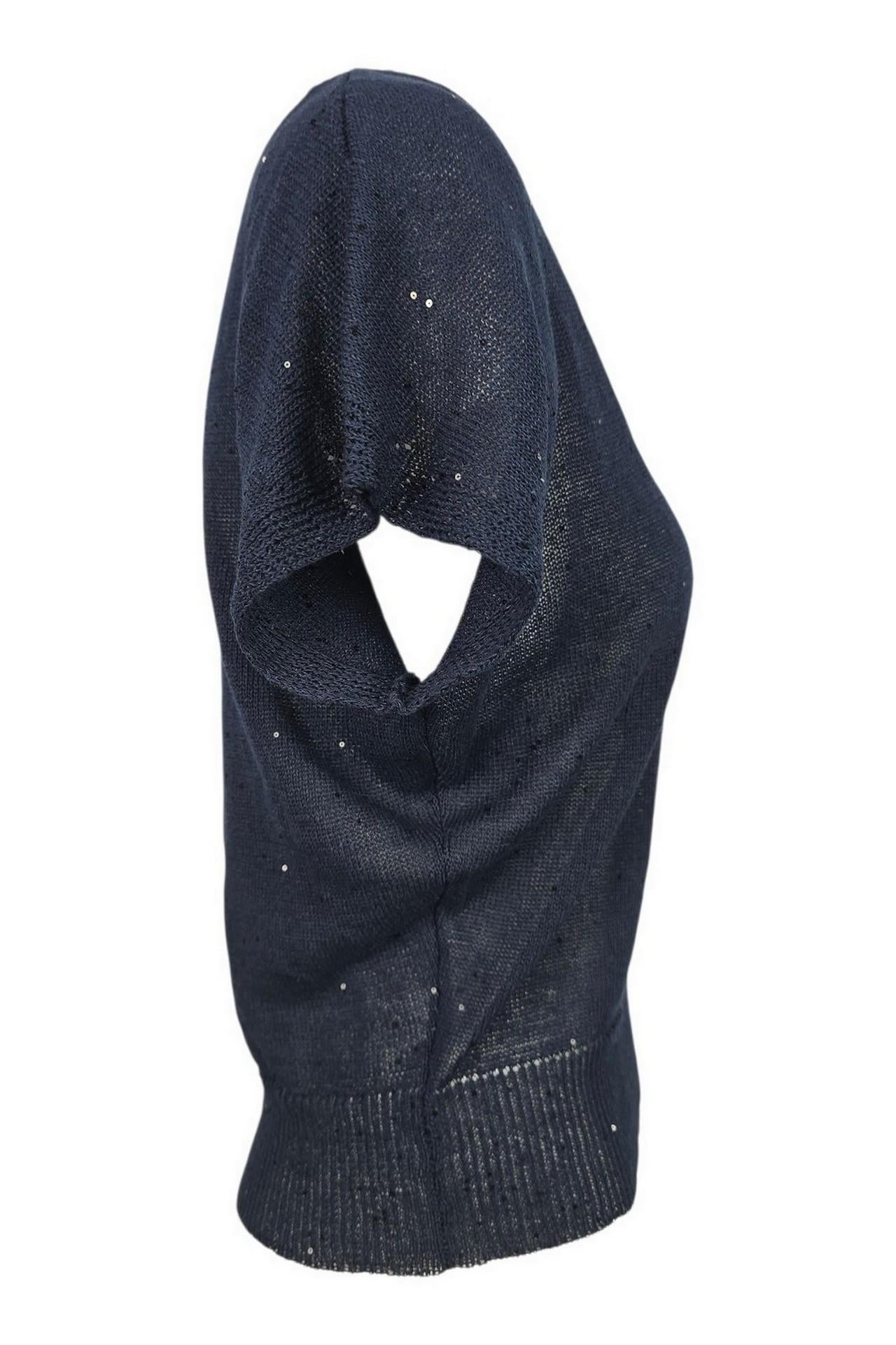 gilet donna scollo a v paillettes blu