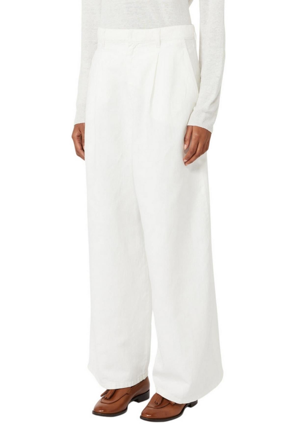 pantalone donna aloa in lino bianco
