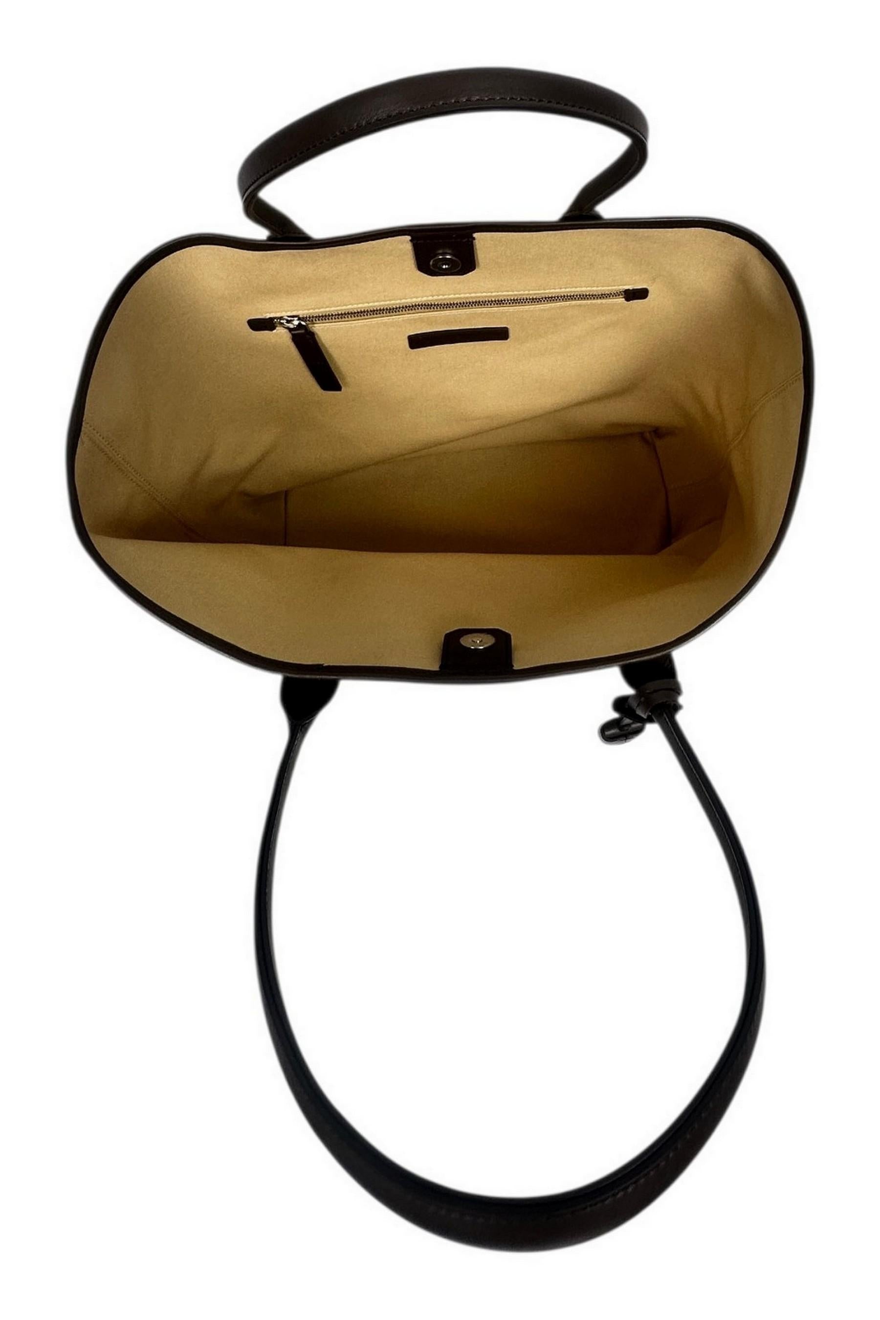 borsa donna in canvas beige e marrone
