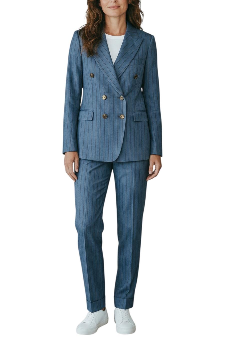 pantalone donna gessato aviazione e marrone