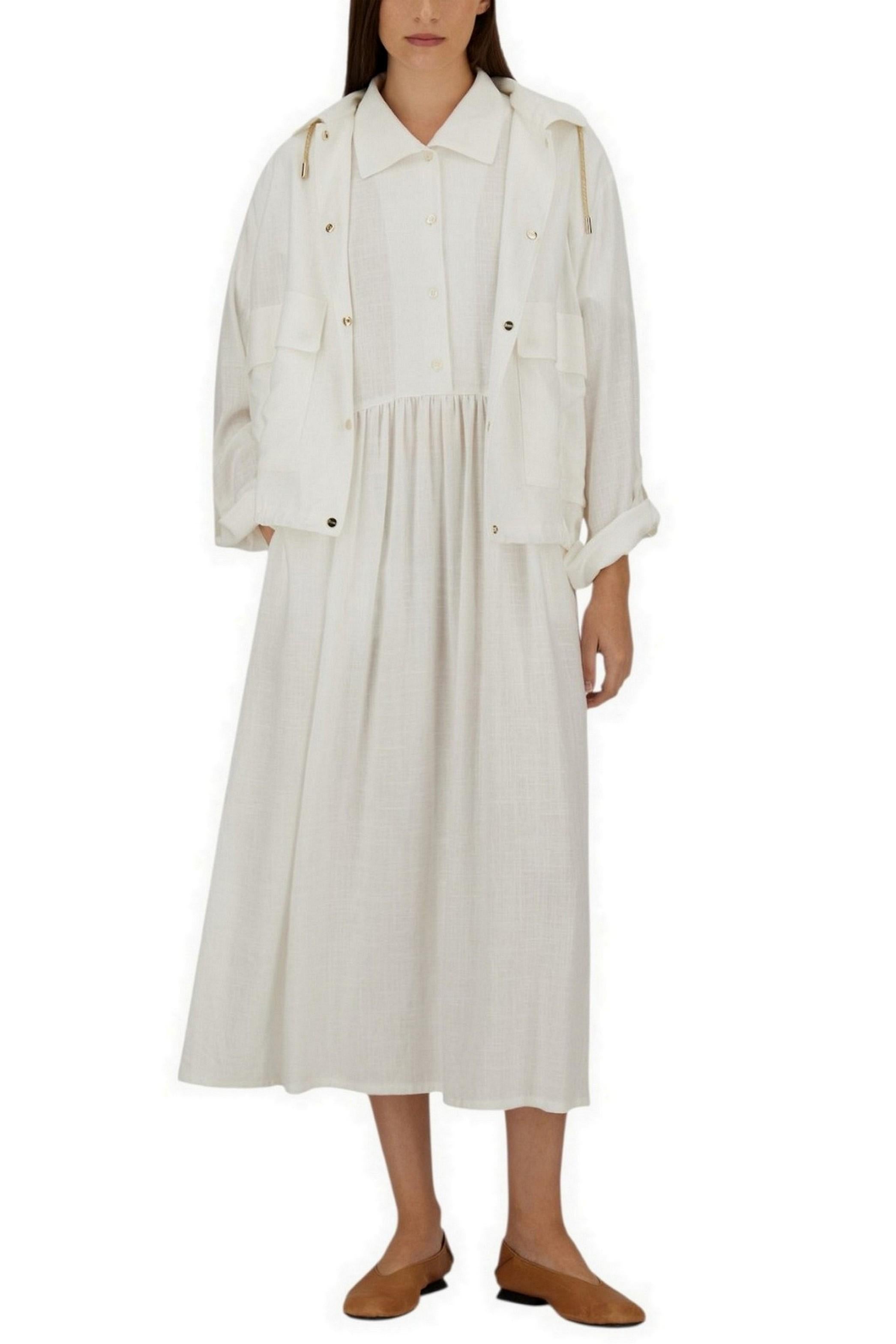 bomber donna in lino e viscosa bianco