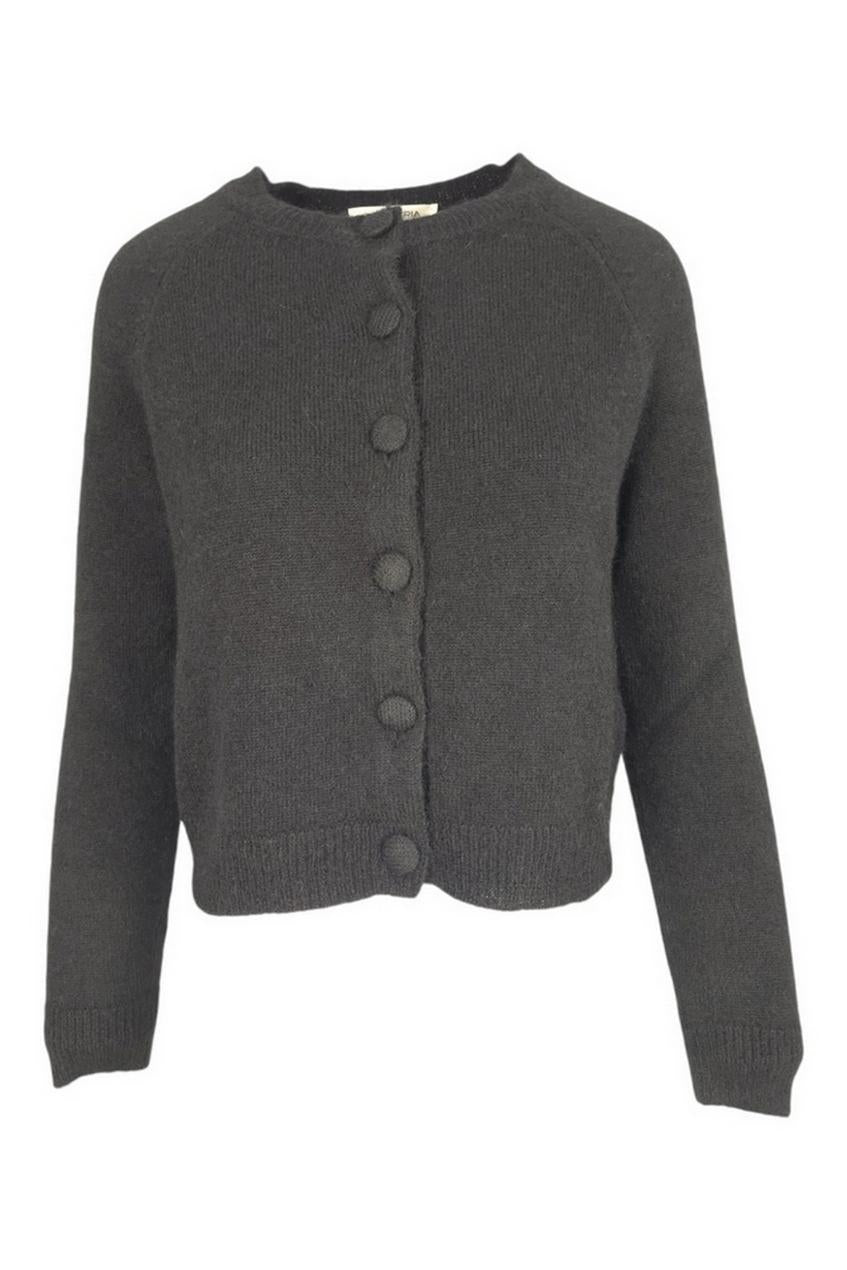 cardigan donna corto con bottoni foderati nero