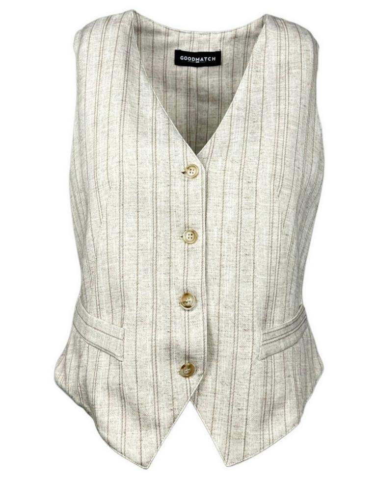 gilet donna gessato avorio ne beige