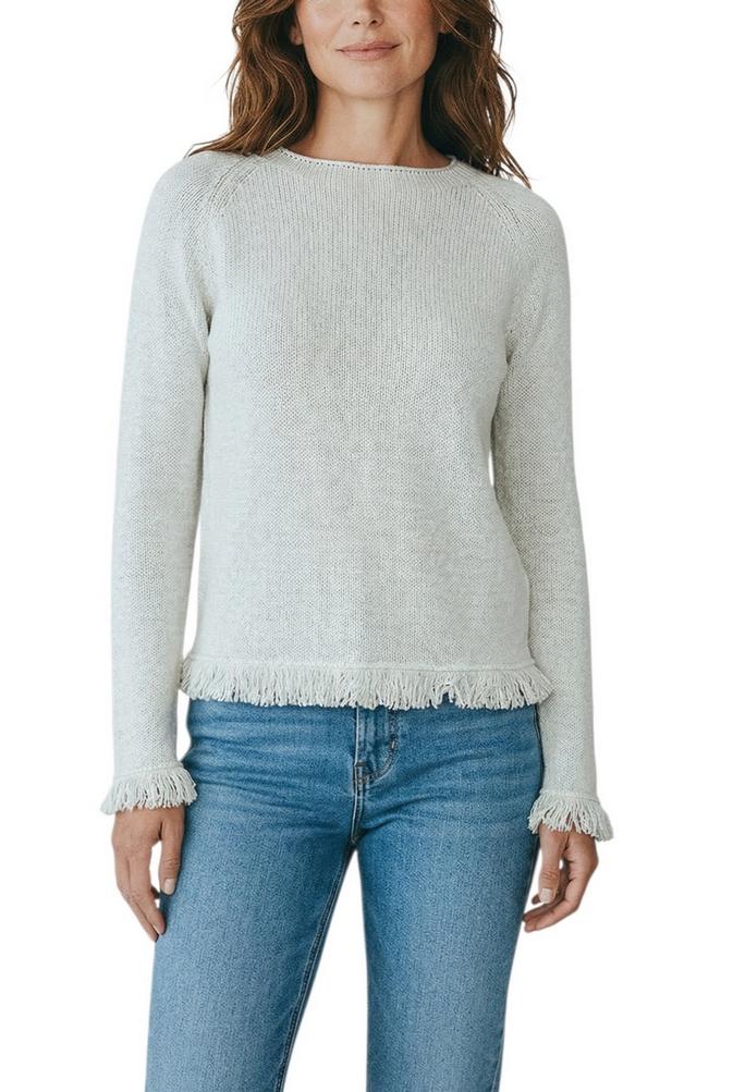 maglia donna latte con frange